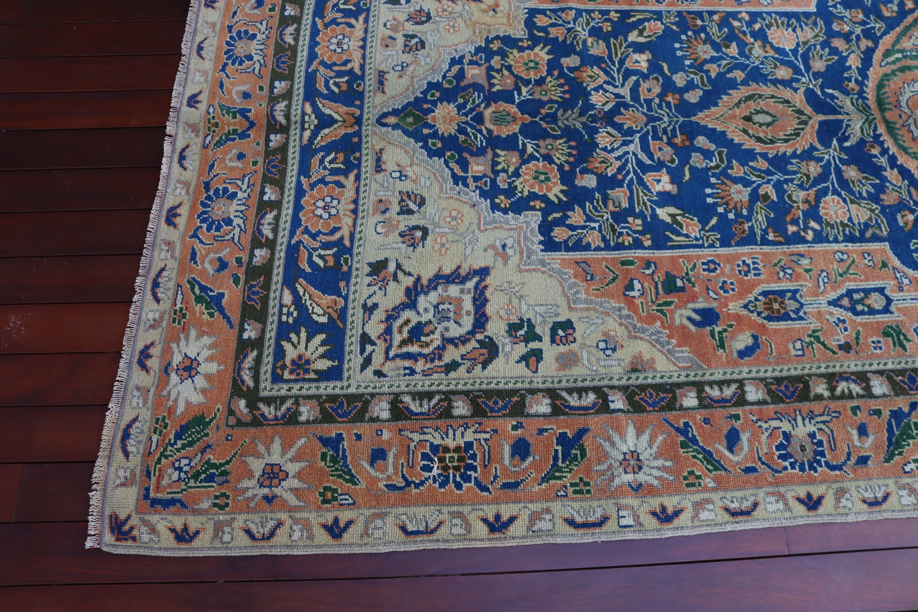 Türk Halısı, Oturma Odası Halısı, Egzotik Halı, 5.1x11.3 ft Büyük Halı, Mavi Anadolu Halısı, Vintage Halı, Oushak Halıları, Yatak Odası Halıları, Geometrik Halılar