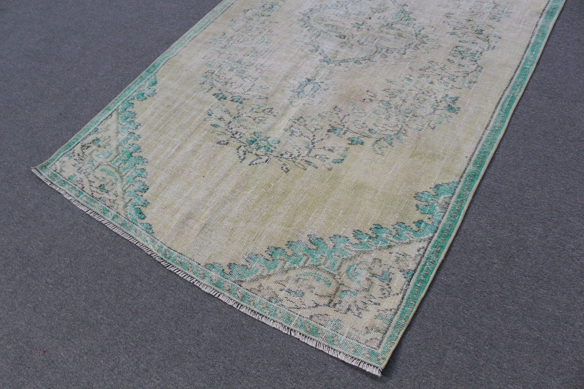 Bedroom Rug, Green Wool Rug, Kitchen Rugs, Turkish Rugs, 4.7x8.4 ft Area Rug, Floor Rug, Vintage Rugs, Rugs for Dining Room