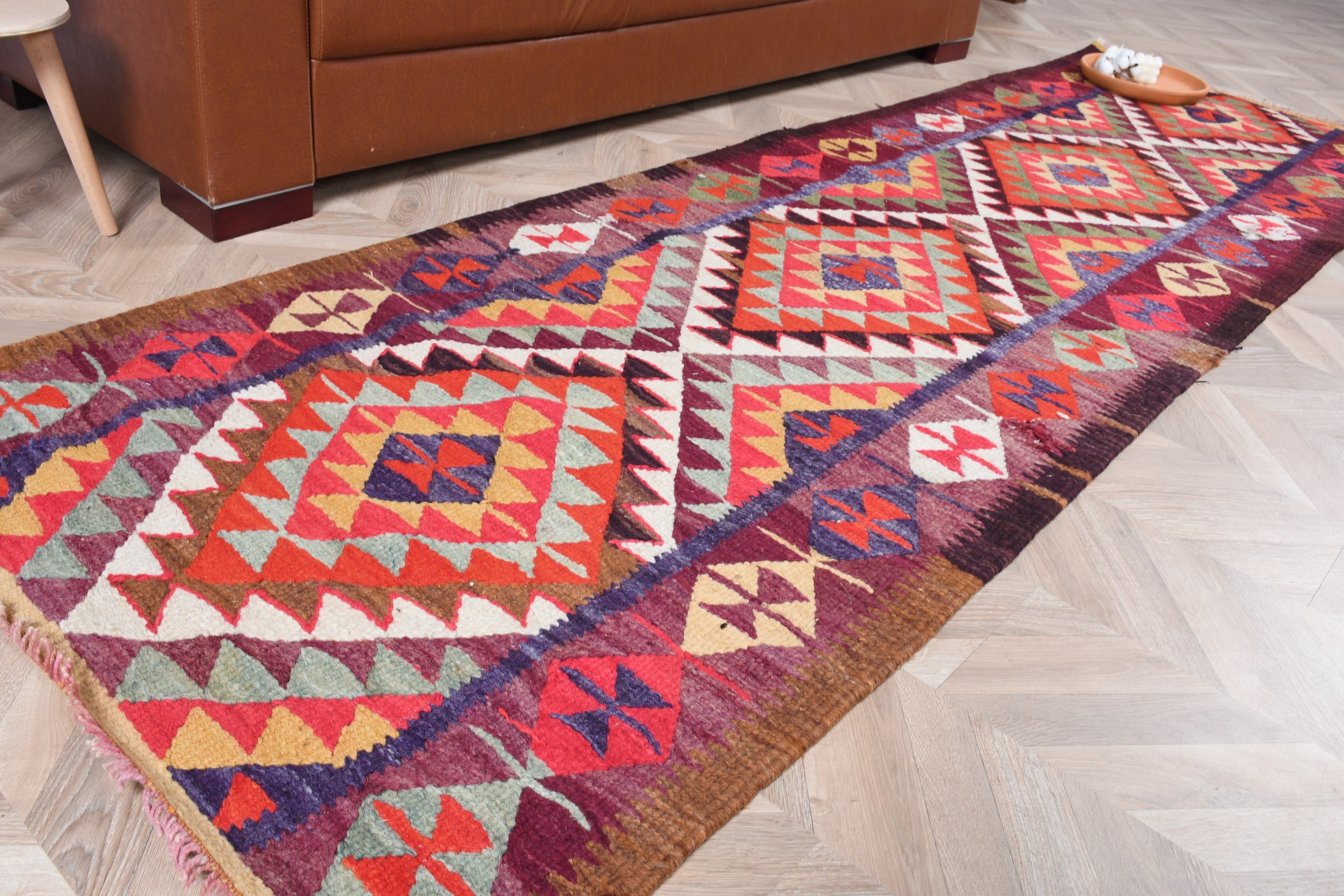 Türk Halısı, Mutfak Halısı, Eski Halı, Antika Halılar, 2,9x9,5 ft Yolluk Halısı, Kilim, Kırmızı Yün Halı, Vintage Halı, Mutfak Halıları, Anadolu Halıları