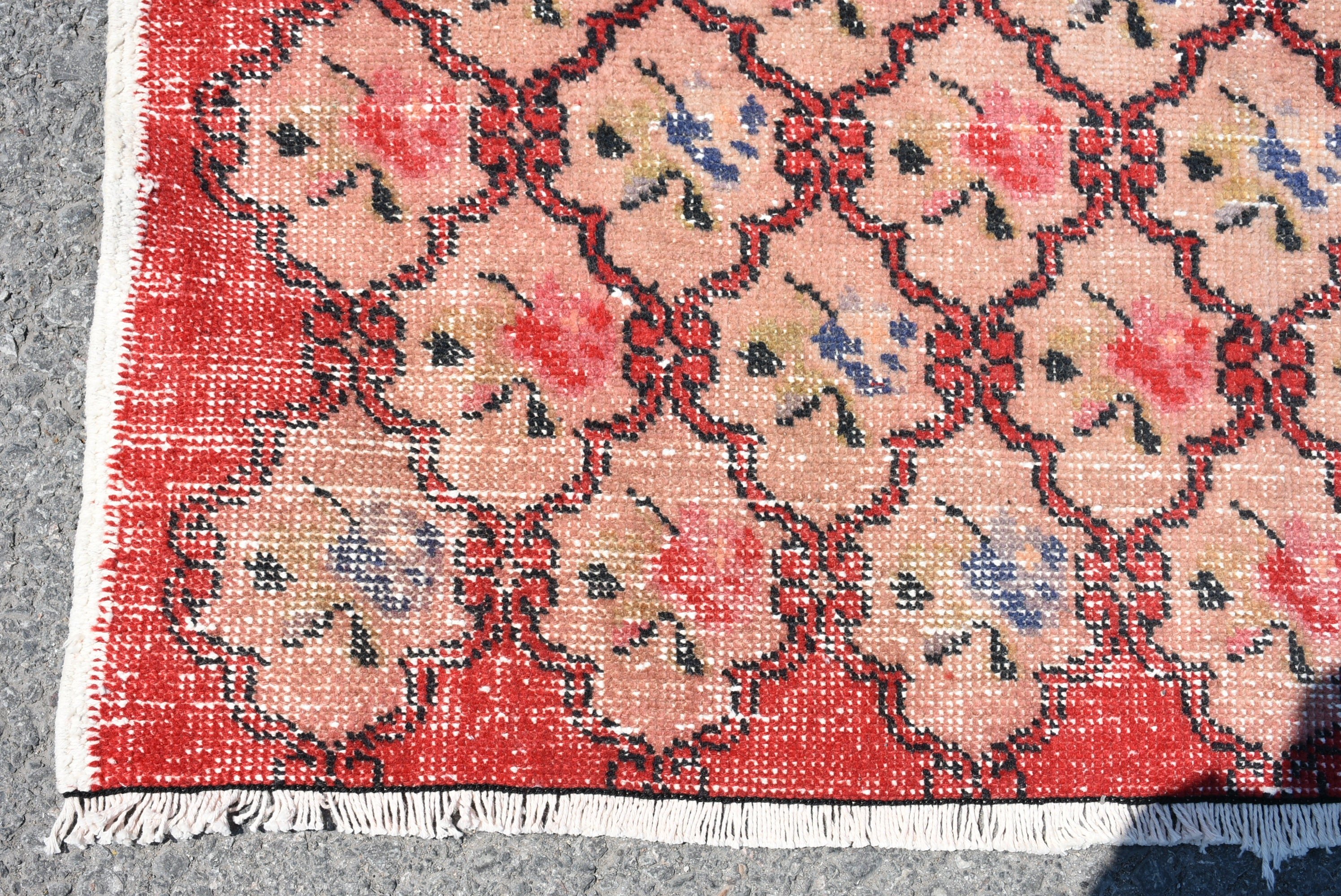 Living Room Rug, Bedroom Rugs, Anatolian Rug, Nursery Rug, Vintage Rug, Turkish Rug, Red  4.3x6.8 ft Area Rug, Abstract Rug