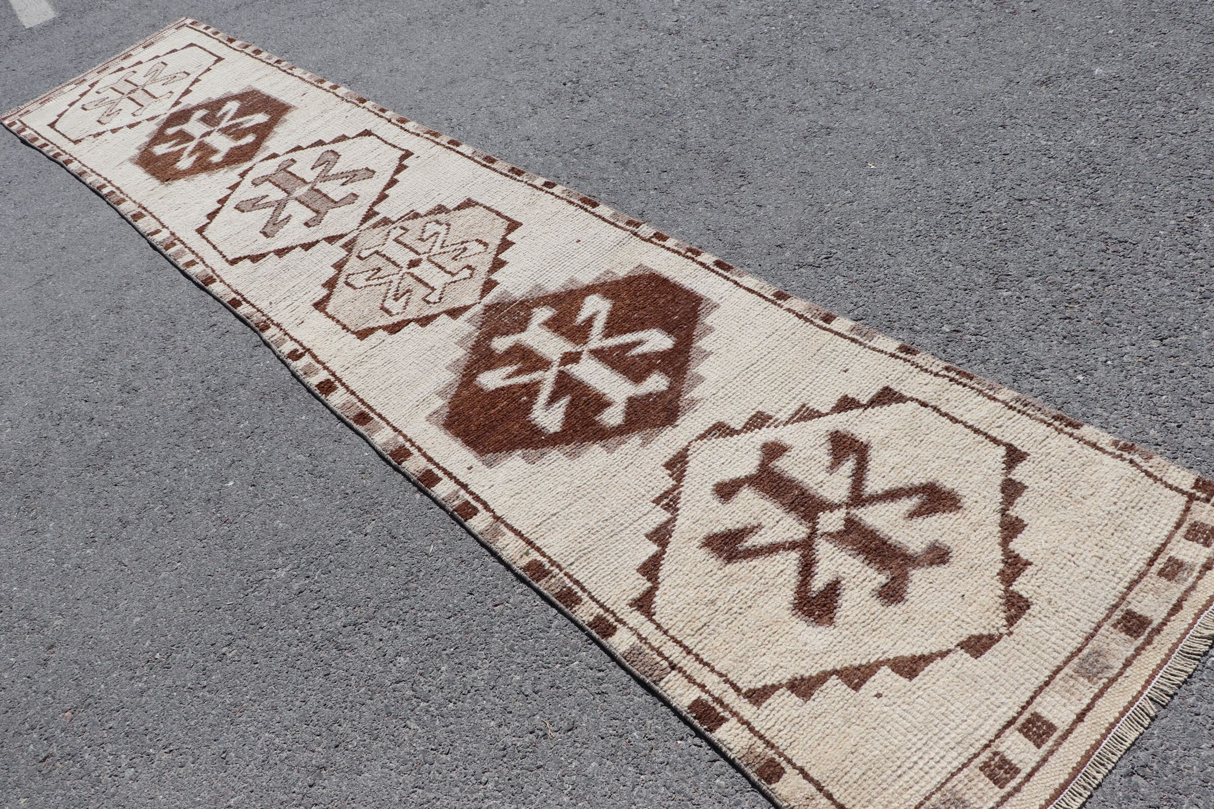 2.7x13.5 ft Runner Rug, Anatolian Rugs, Aztec Rug, Turkish Rugs, Vintage Rugs, Rugs for Corridor, Corridor Rug, Cool Rug, Beige Antique Rug