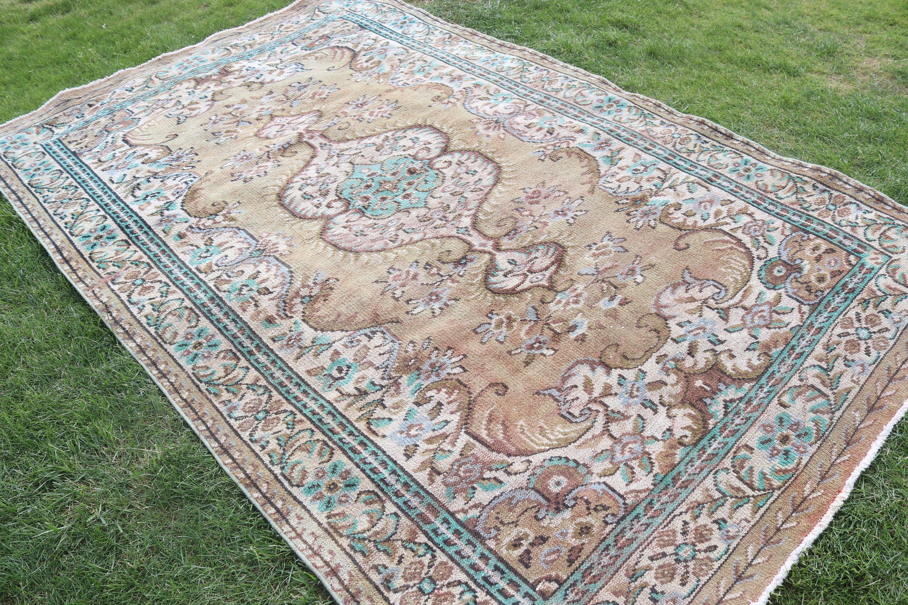 Ev Dekor Halısı, Vintage Halı, Oturma Odası Halısı, 5.9x9.2 ft Büyük Halılar, Bej Anadolu Halıları, Mutfak Halıları, Türk Halıları, Yatak Odası Halısı