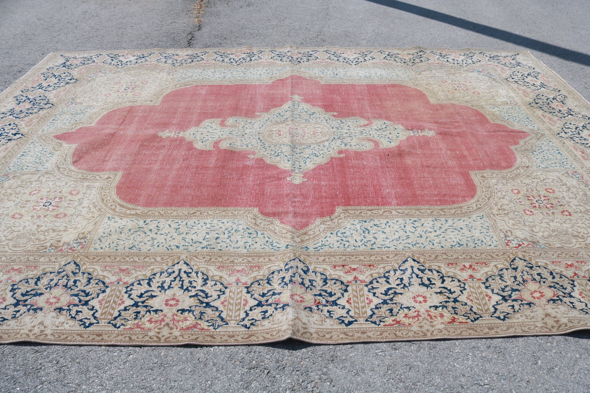 Oushak Halı, Türk Halısı, Vintage Halılar, 9.7x13.3 ft Büyük Boy Halı, Yemek Odası Halısı, El Dokuma Halı, Salon Halıları, Salon Halıları, Renkli Halı