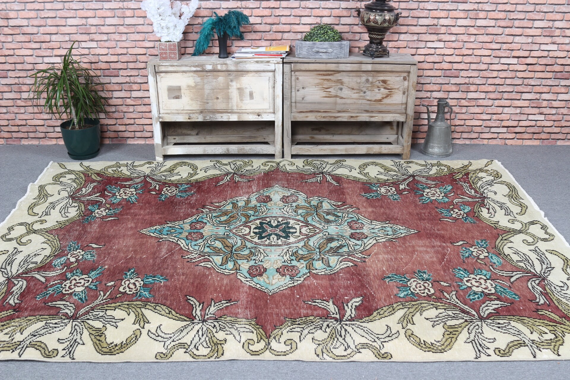 Oturma Odası Halısı, Salon Halıları, Türk Halısı, Tasarımcı Halısı, Yatak Odası Halısı, Ev Dekor Halısı, Vintage Halı, Mor 6x9.2 ft Büyük Halı