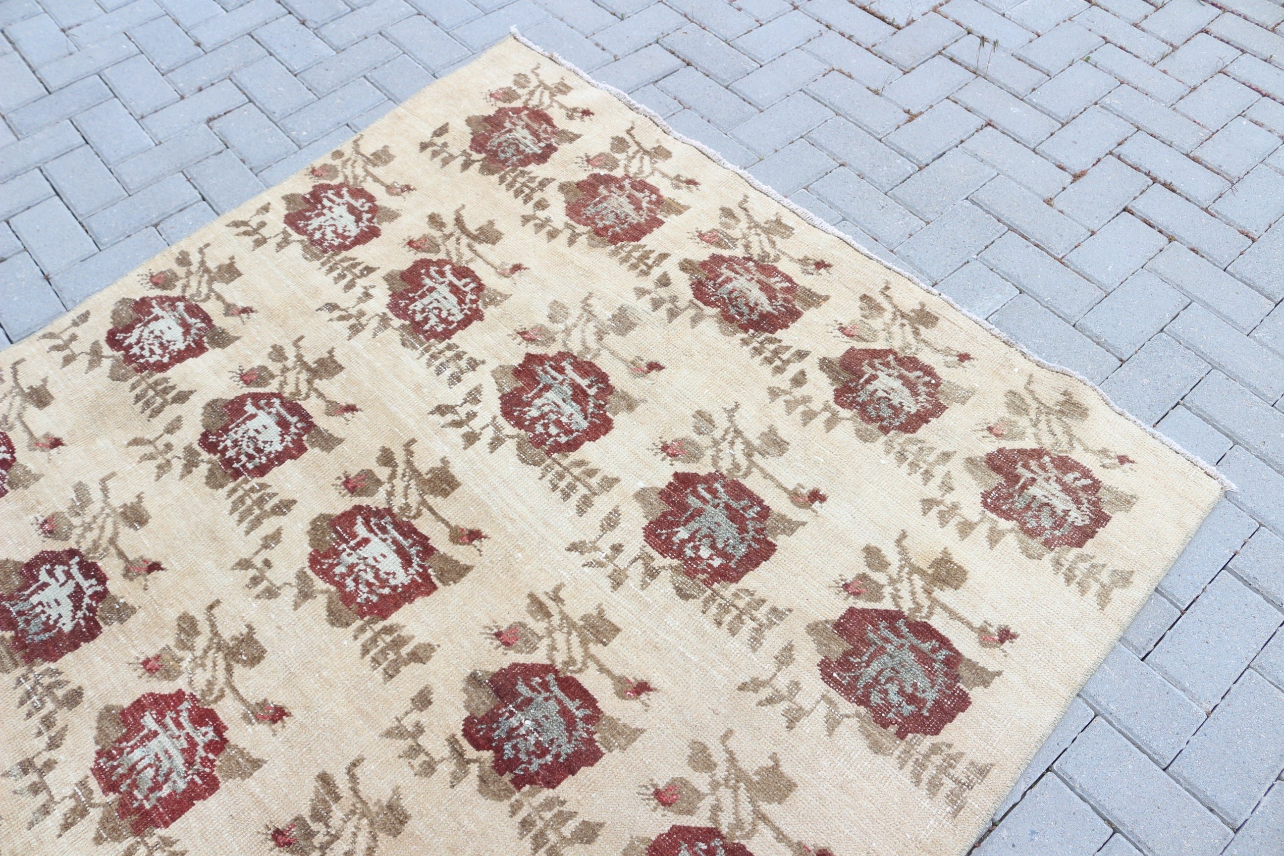 Vintage Rugs, Wool Rug, Bedroom Rug, Oushak Rug, Living Room Rug, Large Wool Rug Rugs, Turkish Rug, Beige Floor Rug, 5.1x8.9 ft Large Rugs