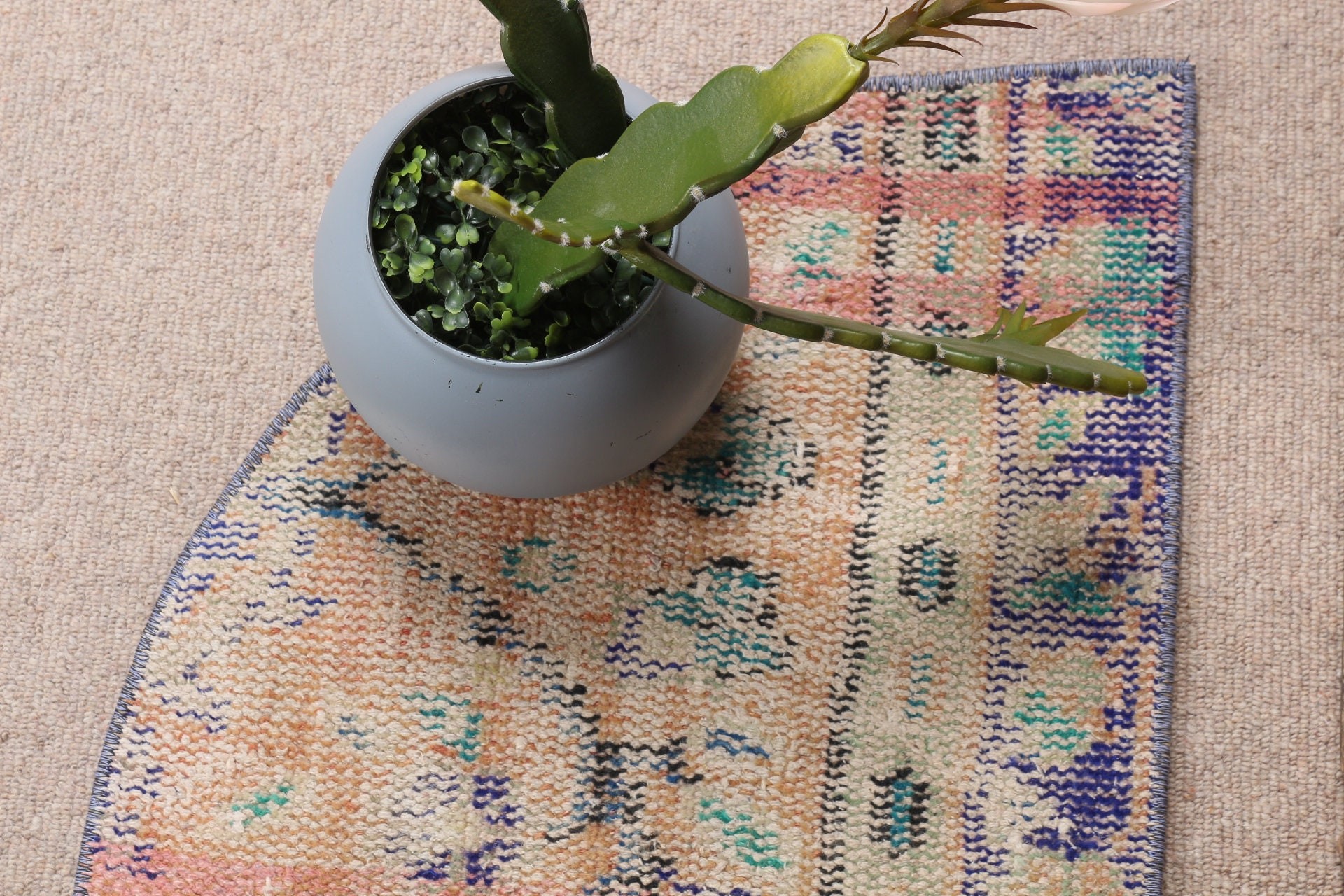 Kitchen Rug, Bedroom Rug, Orange Wool Rug, 2.5x1.5 ft Small Rugs, Rugs for Bathroom, Floor Rug, Turkish Rug, Wall Hanging Rug, Vintage Rug