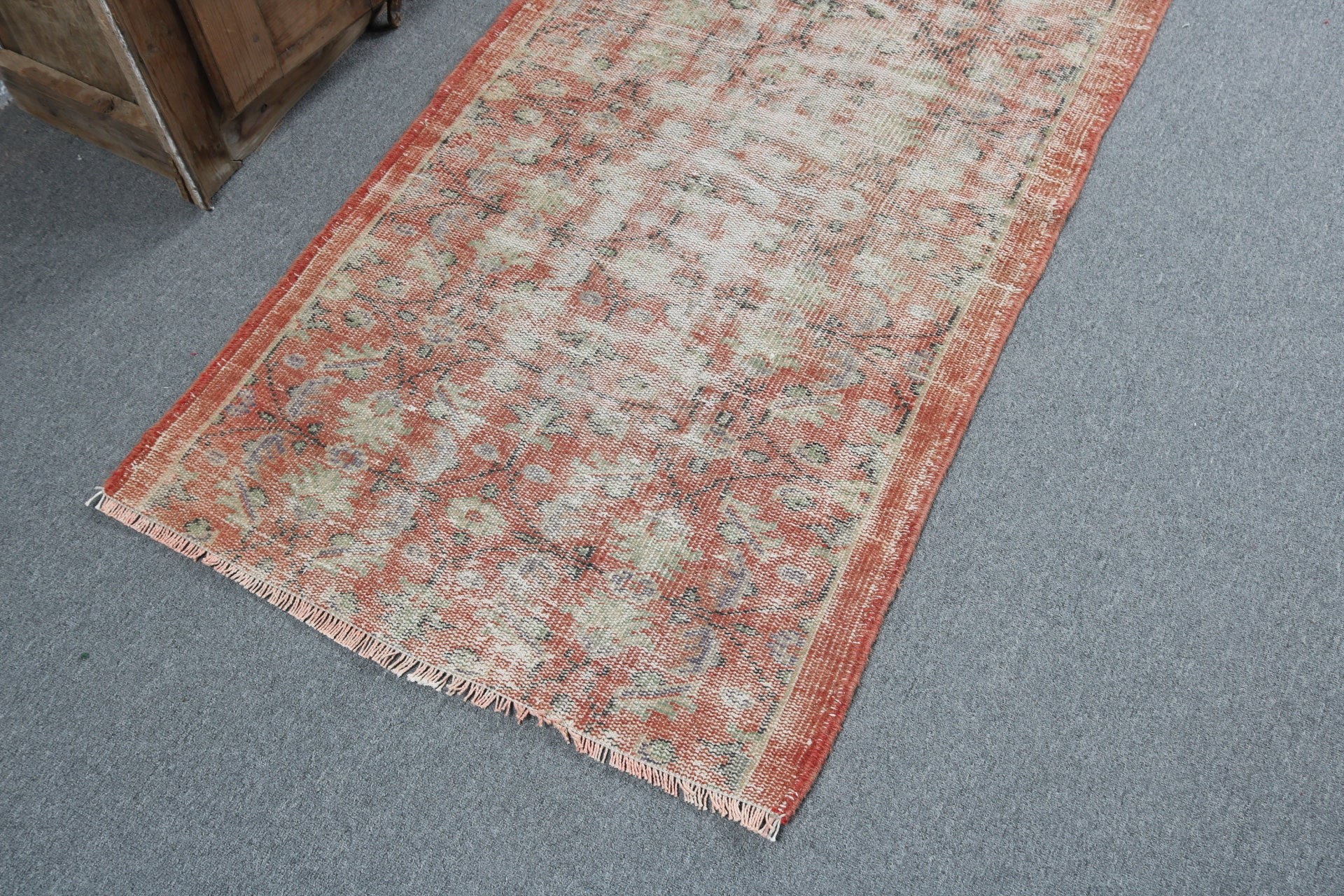 Yün Halılar, Turuncu Soğuk Halılar, 2,8x5,1 ft Küçük Halı, Vintage Halı, Küçük Alan Halısı, Araba Mat Halısı, Soğuk Halı, Türk Halısı, Küçük Boho Halıları