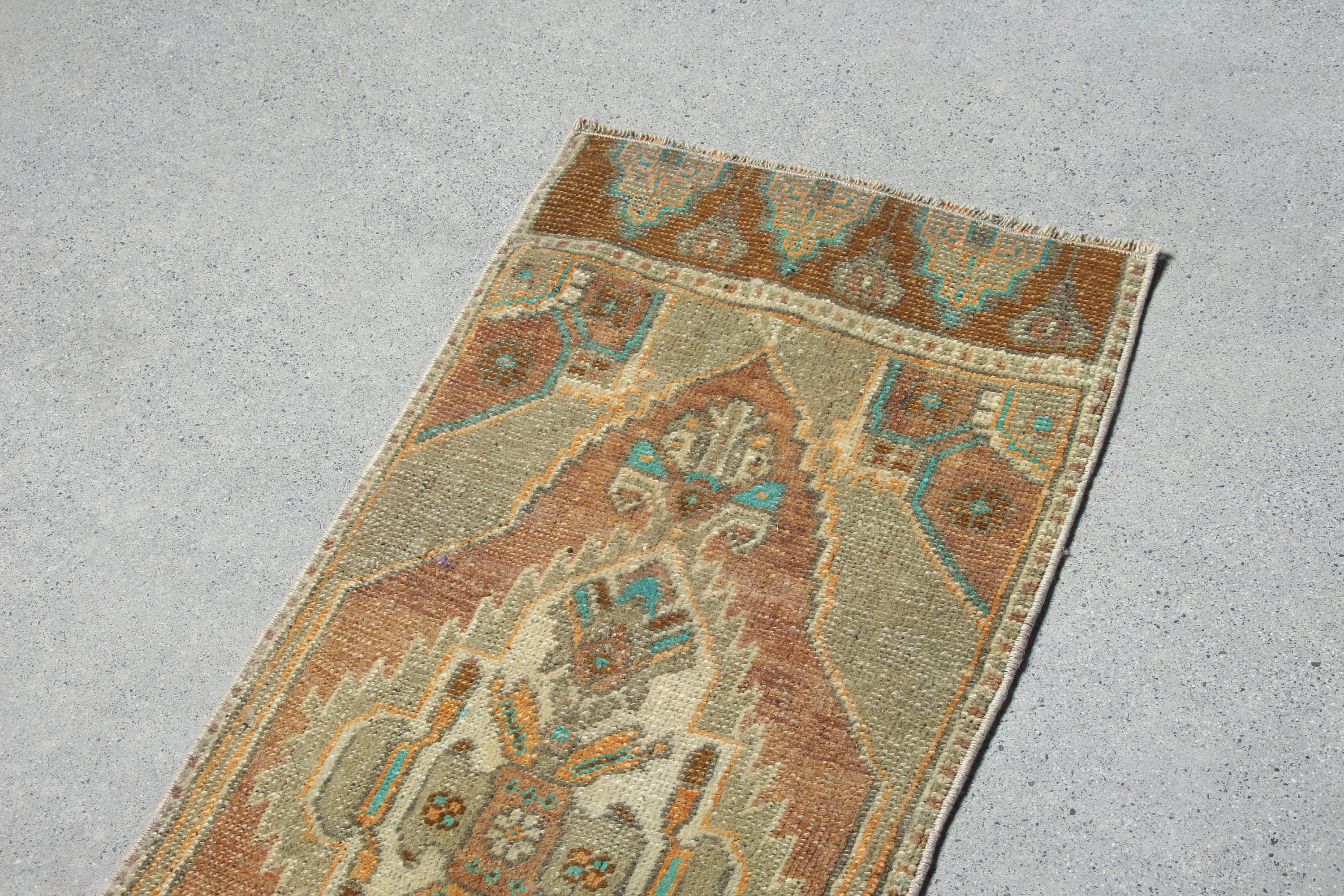 Bath Rug, Anatolian Rugs, Car Mat Rugs, Turkish Rug, Antique Rug, Orange Floor Rugs, Vintage Rug, Rugs for Nursery, 1.5x3.3 ft Small Rug