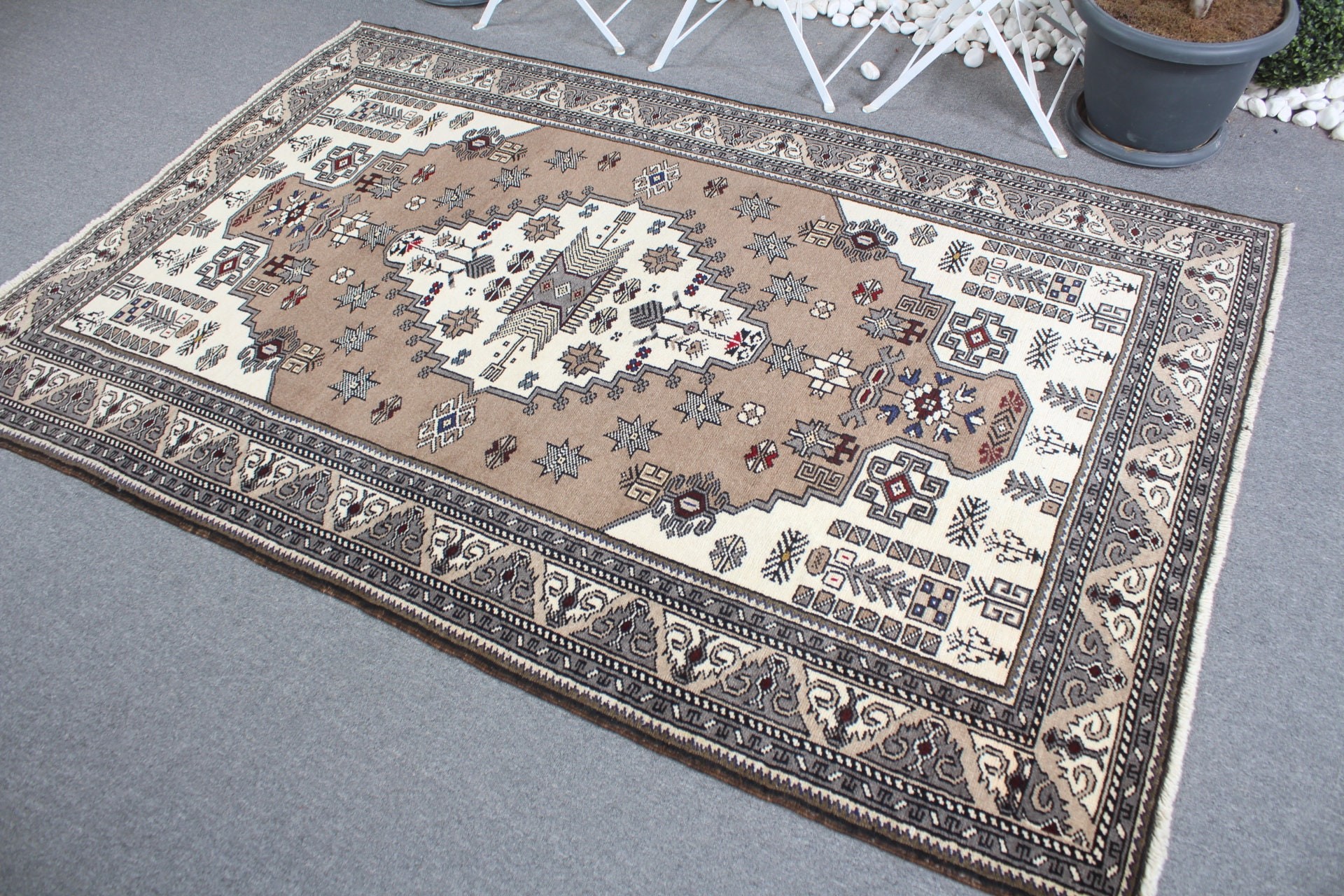 Türk Halısı, Vintage Halılar, Ev Halıları, Çocuk Halıları, Yün Halı, Kahverengi Anadolu Halıları, 4,8x7,2 ft Alan Halısı, Yatak Odası Halıları, Alan Halıları