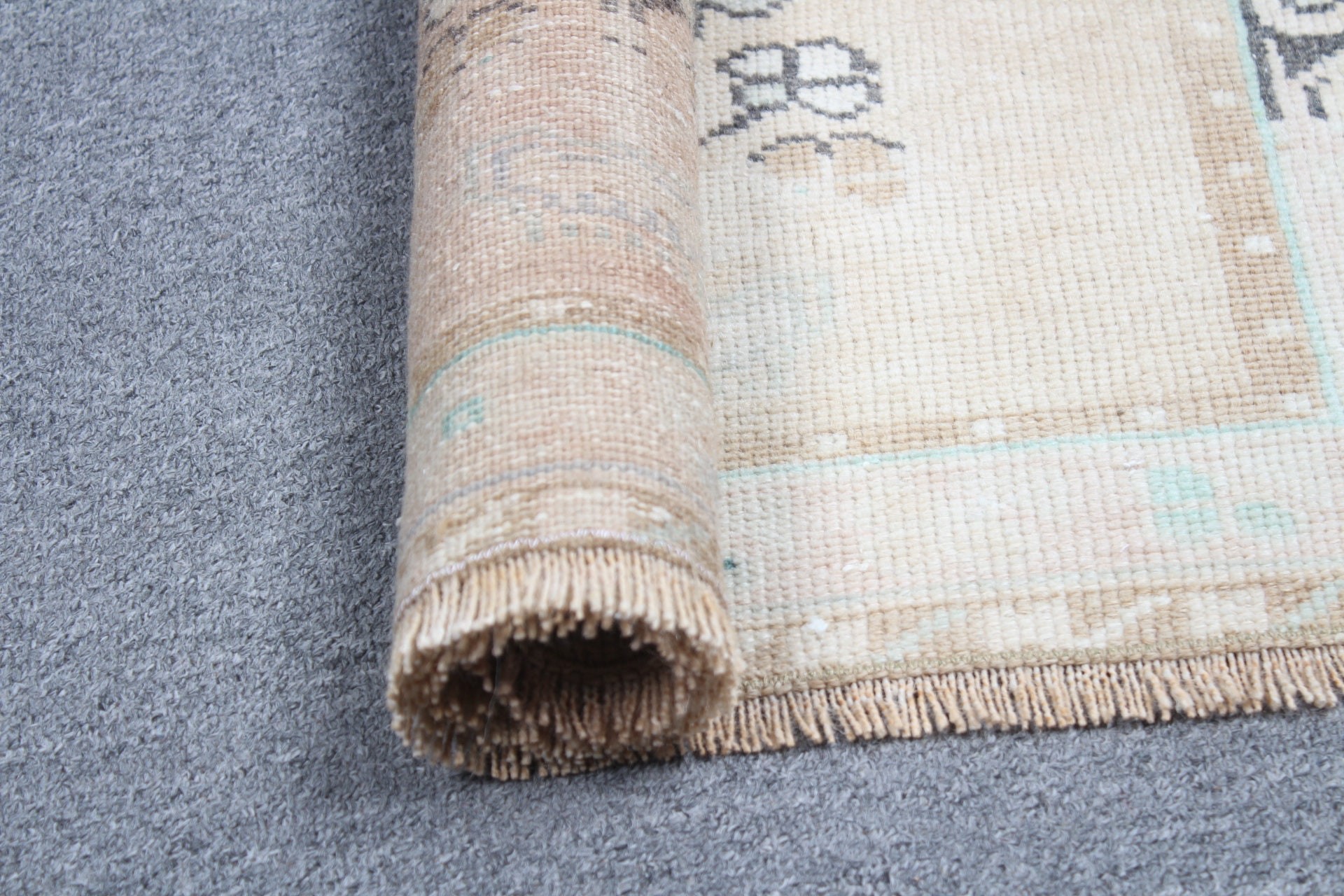 Turkish Rug, Beige  3x1.4 ft Small Rugs, Cool Rugs, Nursery Rug, Hand Woven Rugs, Vintage Rug, Car Mat Rug