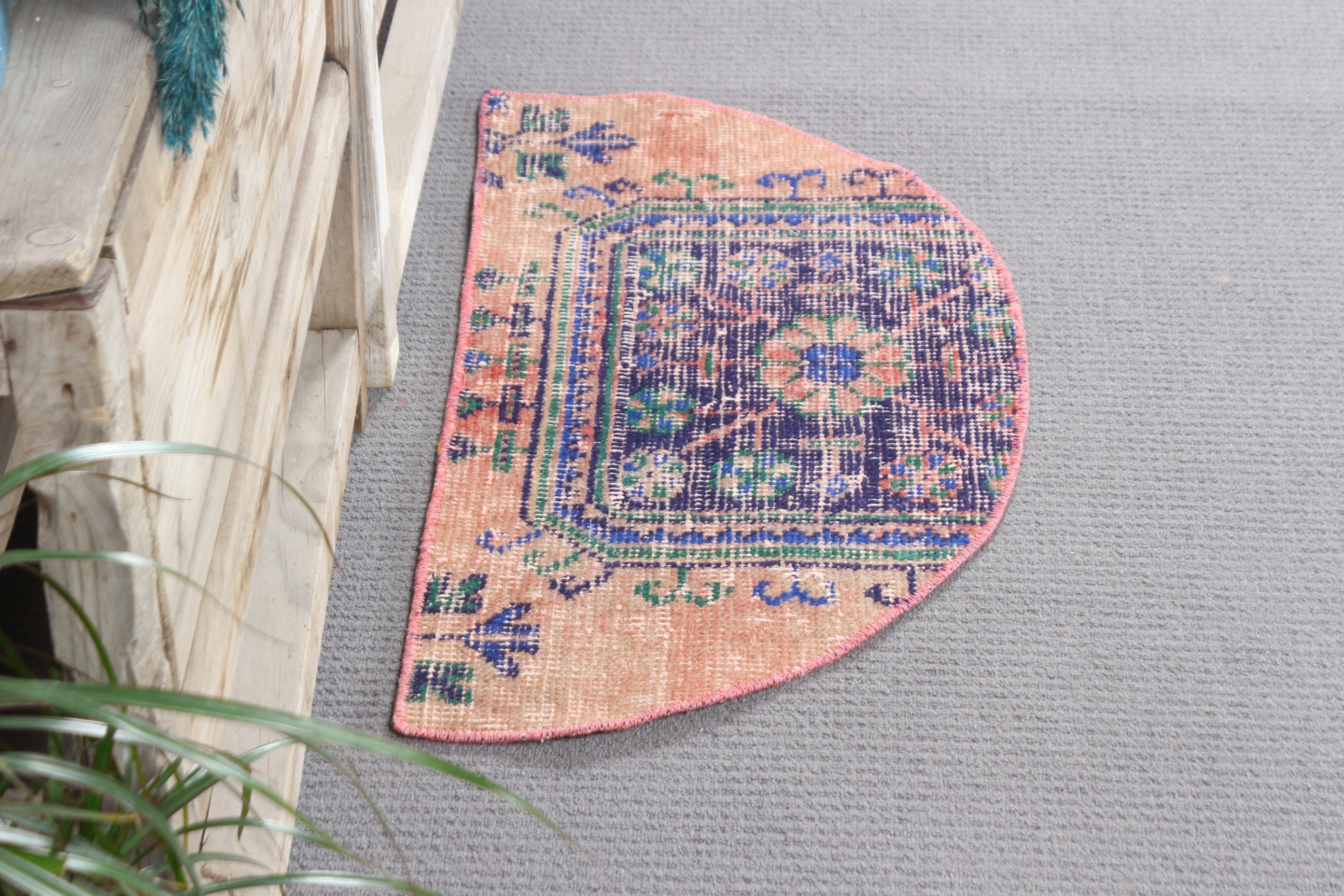 Vintage Rug, 1.3x2.6 ft Small Rugs, Turkish Rugs, Brown Kitchen Rug, Home Decor Rug, Bath Rug, Retro Rugs, Wall Hanging Rug