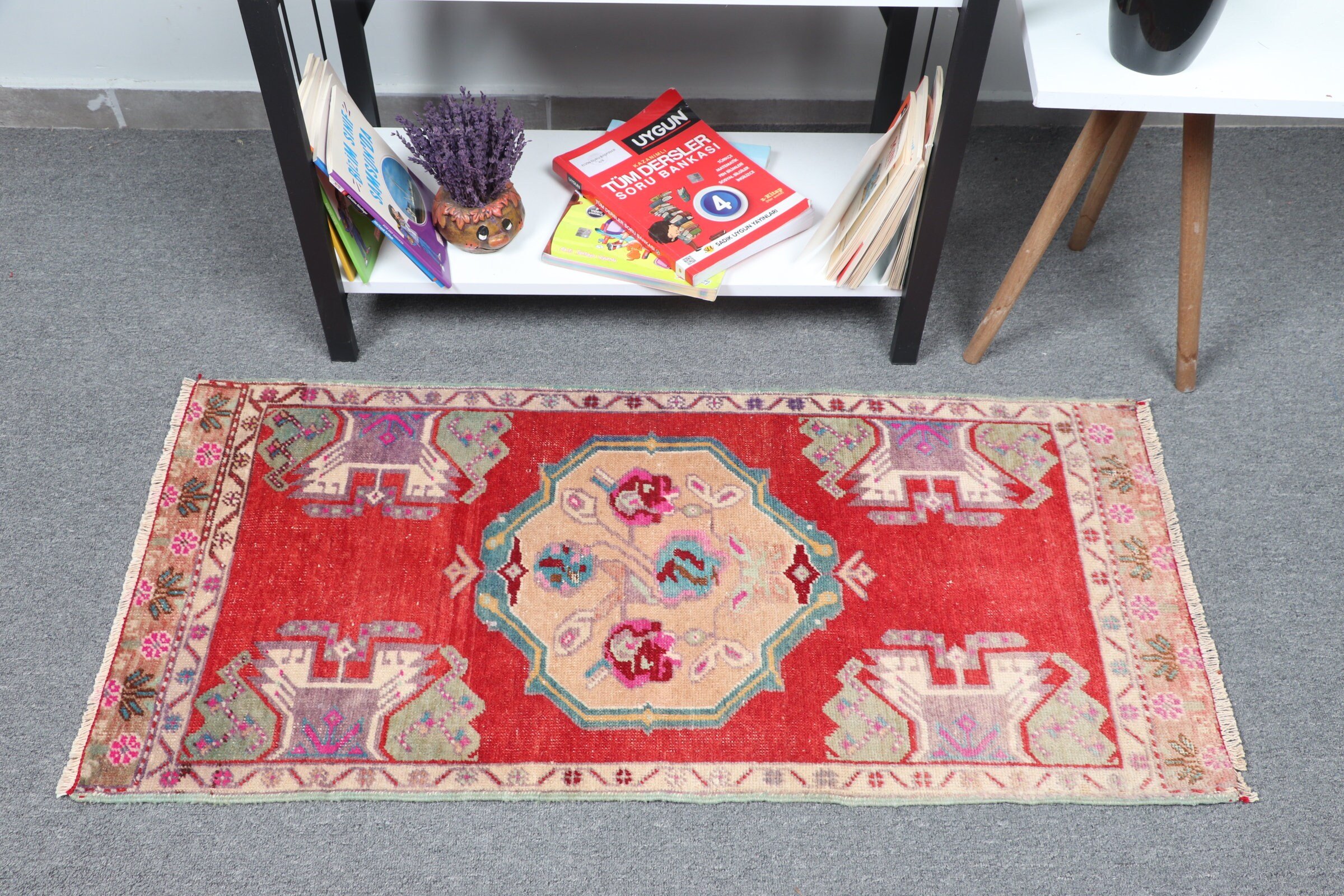 Kitchen Rug, Home Decor Rug, Red  1.8x3.6 ft Small Rug, Tribal Rug, Turkish Rugs, Wall Hanging Rug, Vintage Rugs, Car Mat Rug