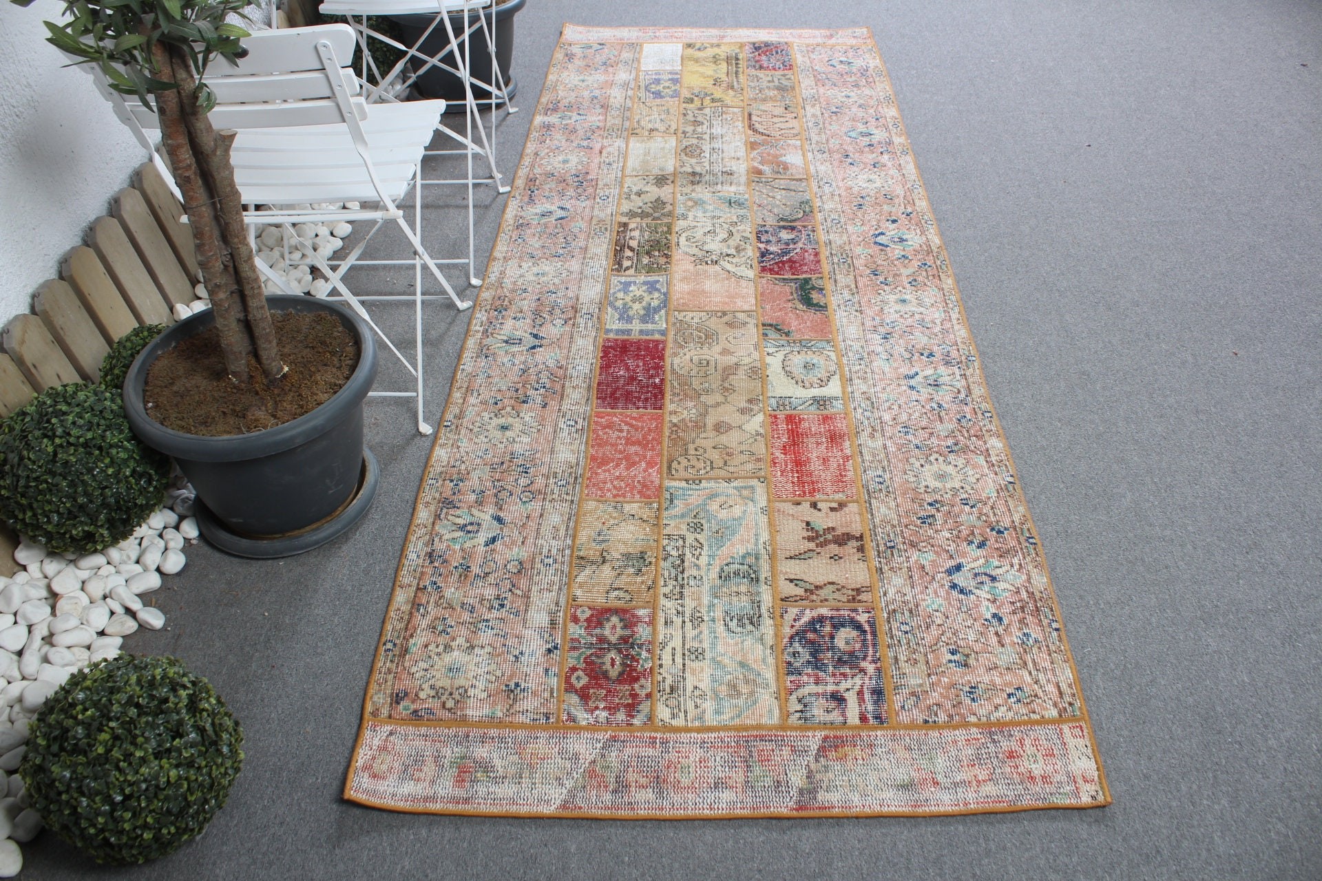 Turkish Rug, Vintage Rugs, Rainbow Floor Rugs, Kitchen Rugs, 3.5x9.4 ft Runner Rugs, Corridor Rug, Art Rug, Rugs for Corridor, Moroccan Rug