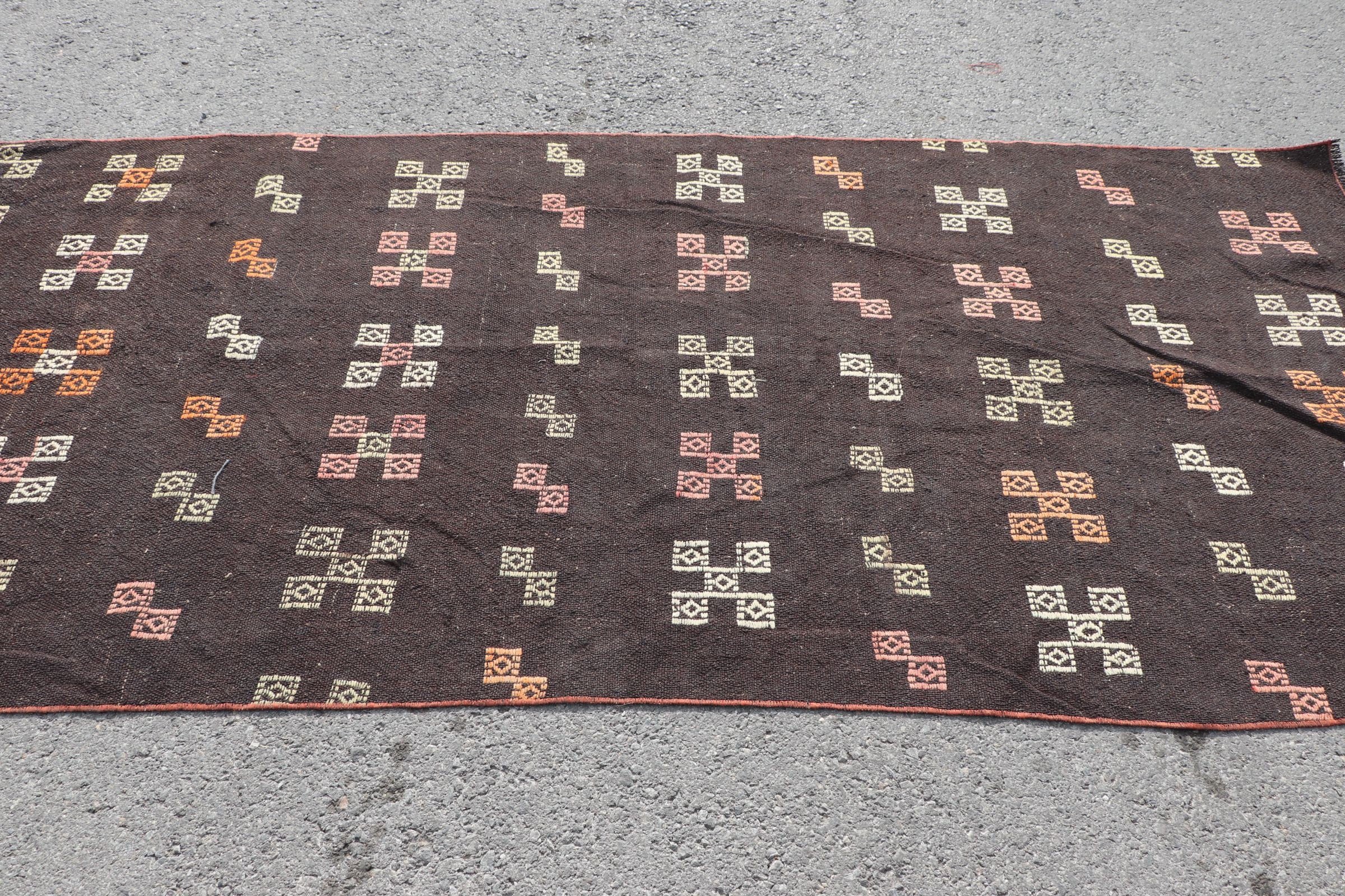 Alan Halıları, 3,9x8,7 ft Alan Halısı, Estetik Halı, Türk Halısı, Kilim, Soğuk Halı, Vintage Halı, Yer Halıları, Yatak Odası Halıları, Kahverengi Oushak Halı