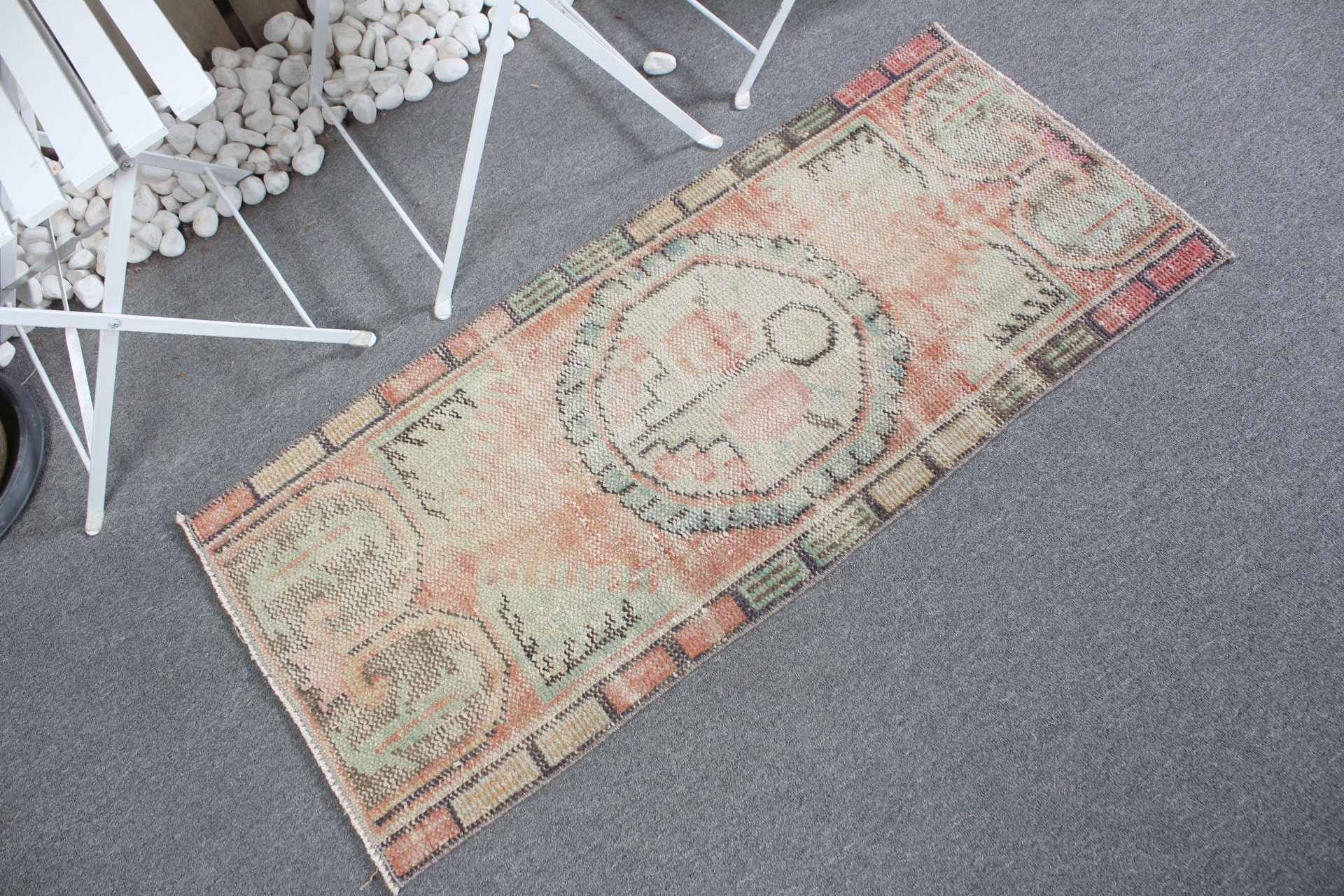 Natural Rug, Vintage Rug, Home Decor Rugs, 1.7x4 ft Small Rug, Kitchen Rugs, Turkish Rug, Orange Oushak Rugs, Bedroom Rug, Wall Hanging Rug