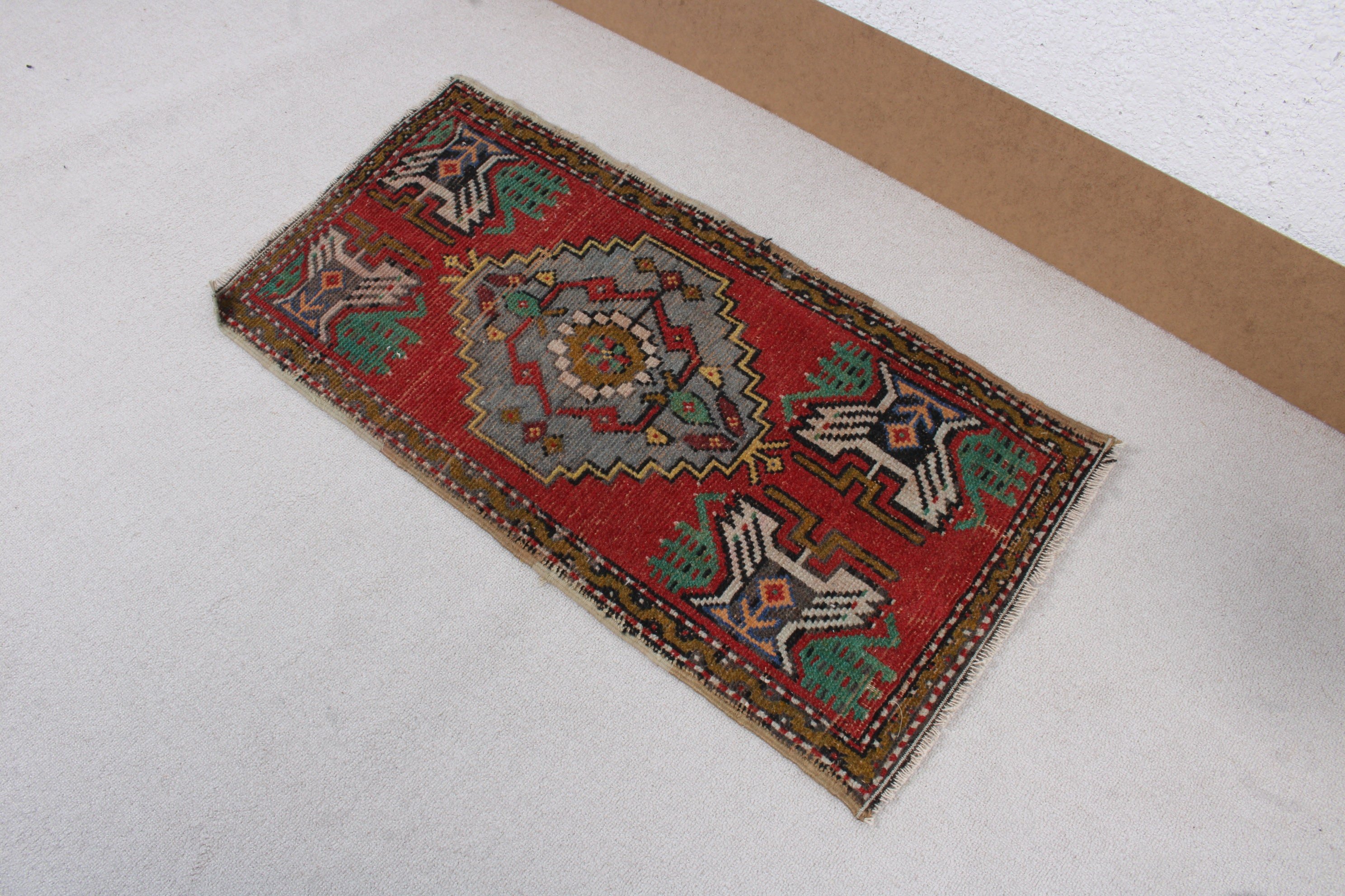 Antique Rug, Vintage Rug, Small Vintage Rug, Kitchen Rug, Bohemian Rugs, Red Neutral Rugs, 1.6x3.2 ft Small Rug, Turkish Rugs, Car Mat Rugs