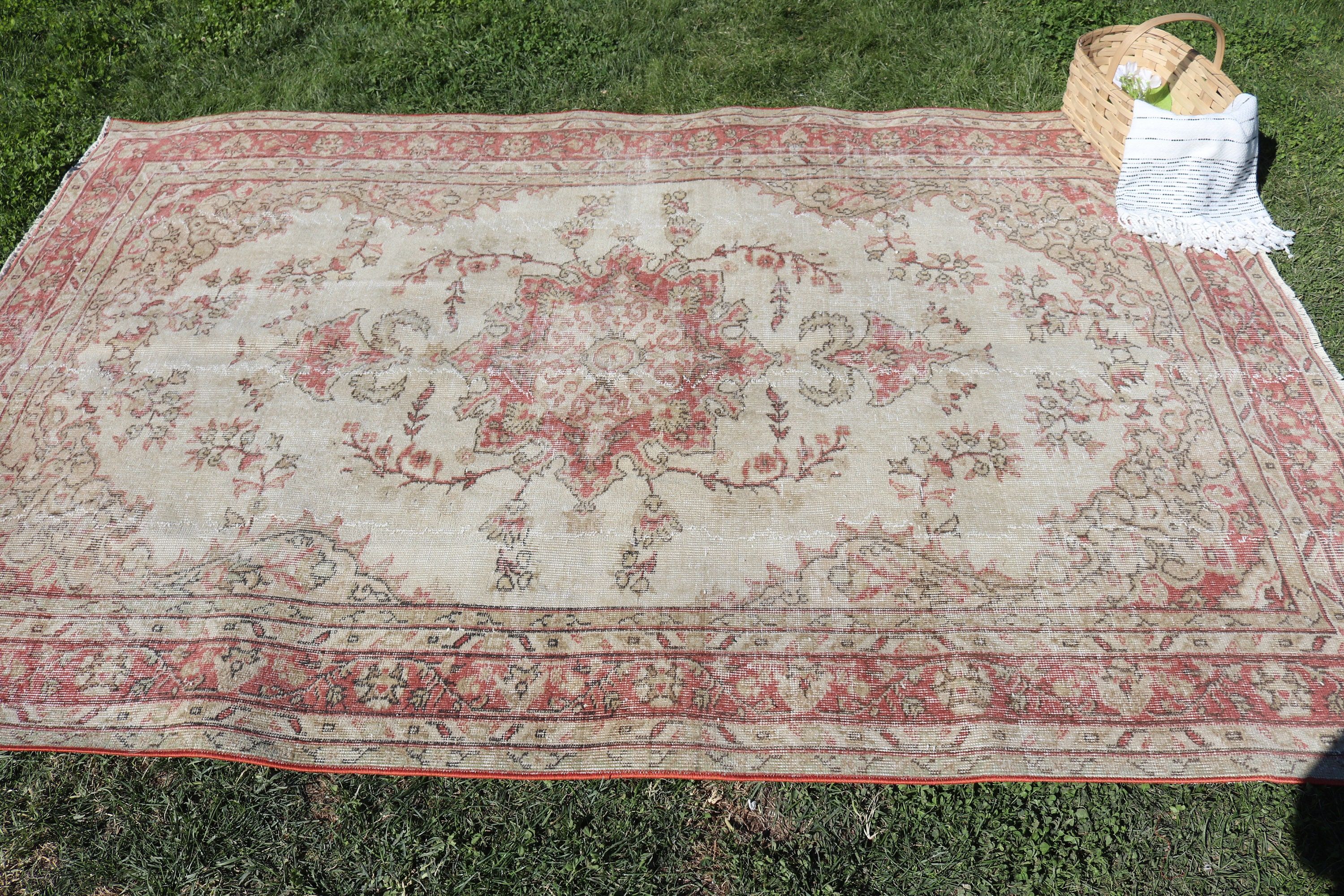 Modern Halı, Türk Halısı, Bej Boho Halısı, Büyük Boho Halısı, Vintage Halı, Yemek Odası Halısı, Fas Halıları, 5,5x8,4 ft Büyük Halı, Salon Halıları