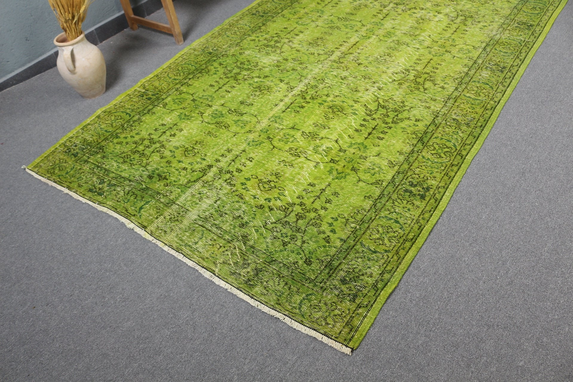 Green Oriental Rugs, 5.5x9.3 ft Large Rugs, Living Room Rug, Turkish Rugs, Vintage Rugs, Bedroom Rugs, Anatolian Rug