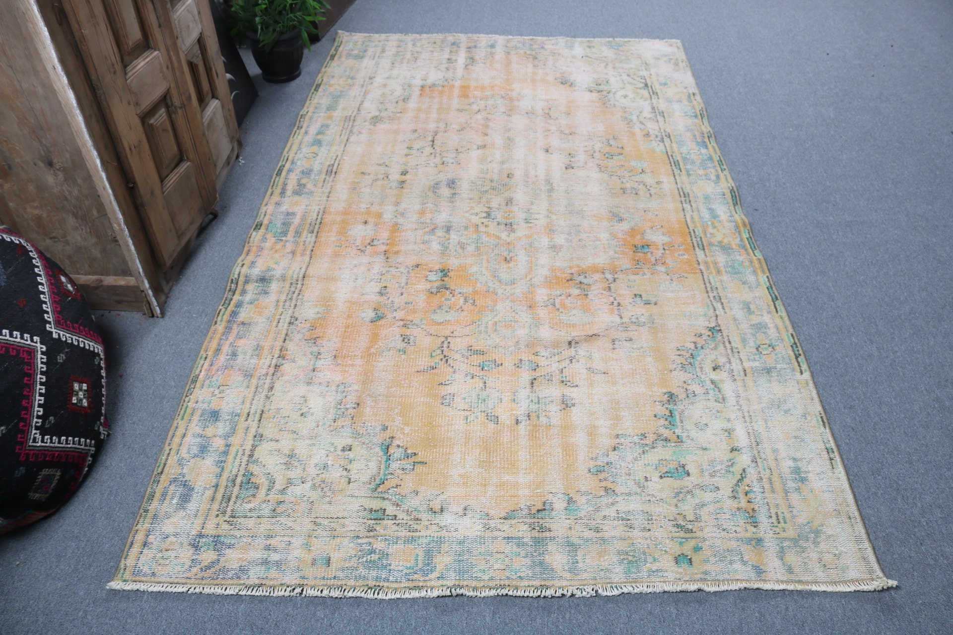 Oturma Odası Halıları, Vintage Halılar, Lüks Halılar, Turuncu Yatak Odası Halıları, Türk Halısı, 4,9x8,2 ft Büyük Halılar, Büyük Boho Halısı