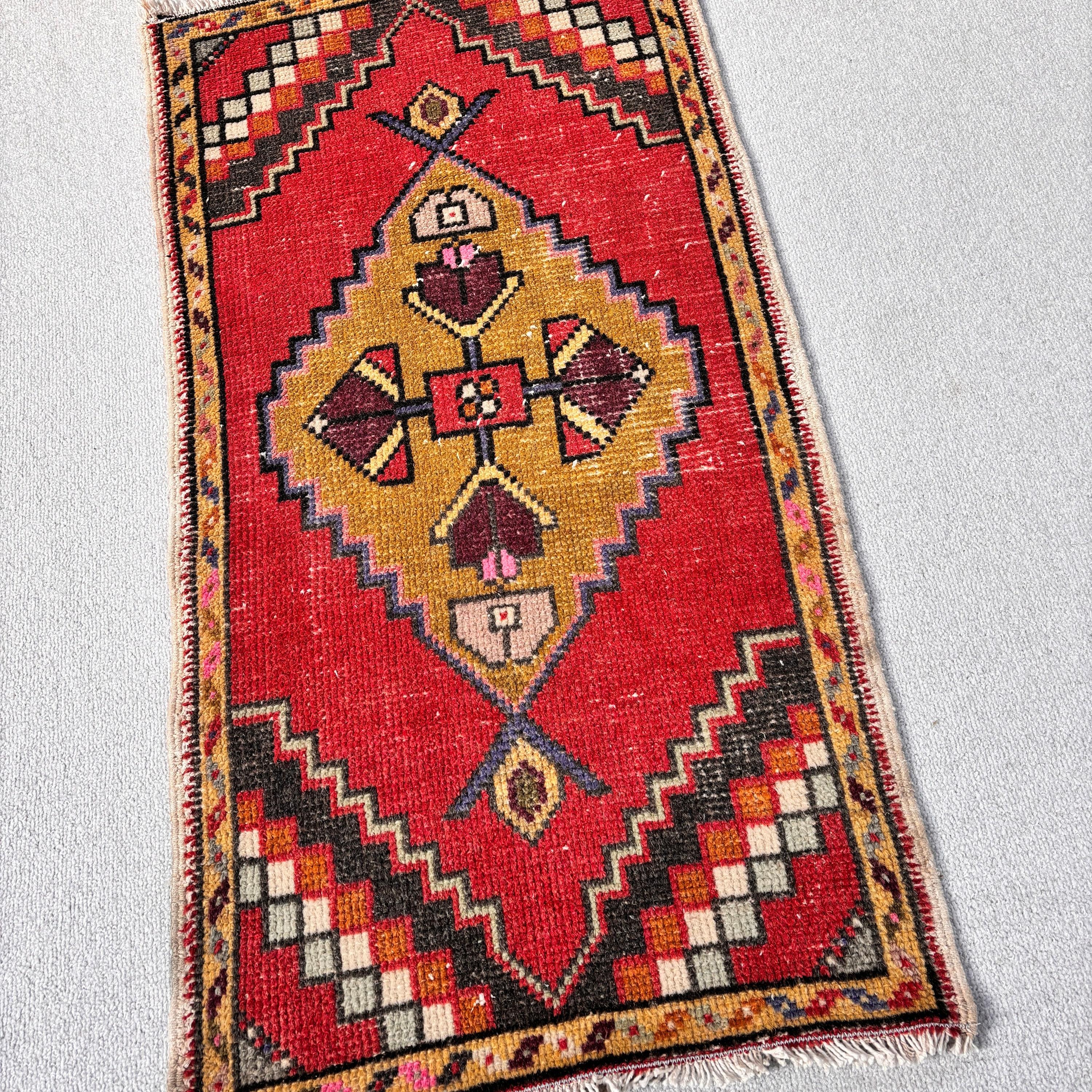 Red Bedroom Rugs, Vintage Rug, Turkish Rugs, Door Mat Rug, Car Mat Rug, Handwoven Rug, Modern Rugs, 1.7x3.2 ft Small Rugs, Ethnic Rugs