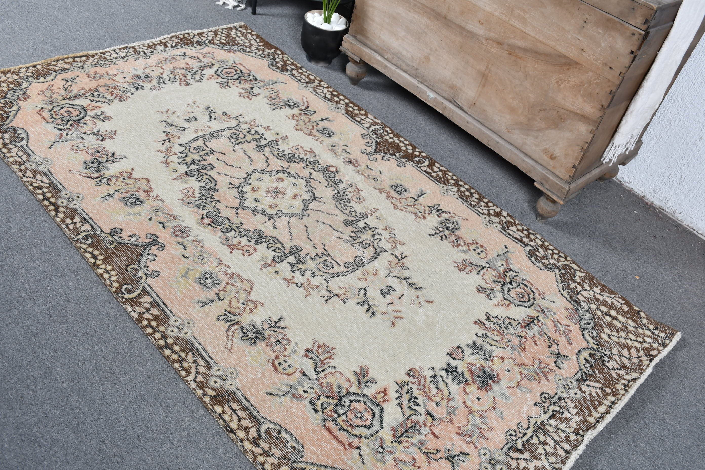 Living Room Rug, Vintage Rug, Home Decor Rugs, Turkish Rugs, Antique Rug, Nursery Rug, Beige  3.8x6.6 ft Area Rug, Floor Rugs