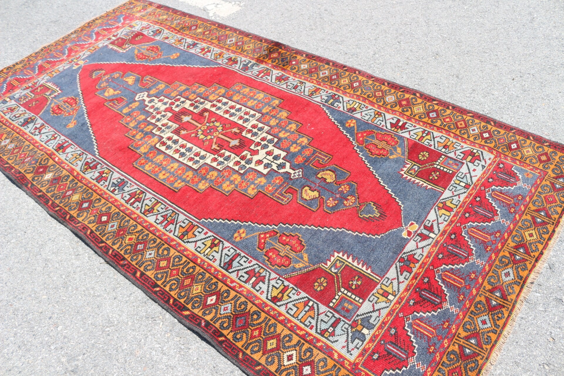 Red Cool Rug, Vintage Rug, Oriental Rugs, Bedroom Rug, 4.8x9.3 ft Large Rug, Large Wool Rug Rugs, Dining Room Rugs, Wool Rug, Turkish Rugs