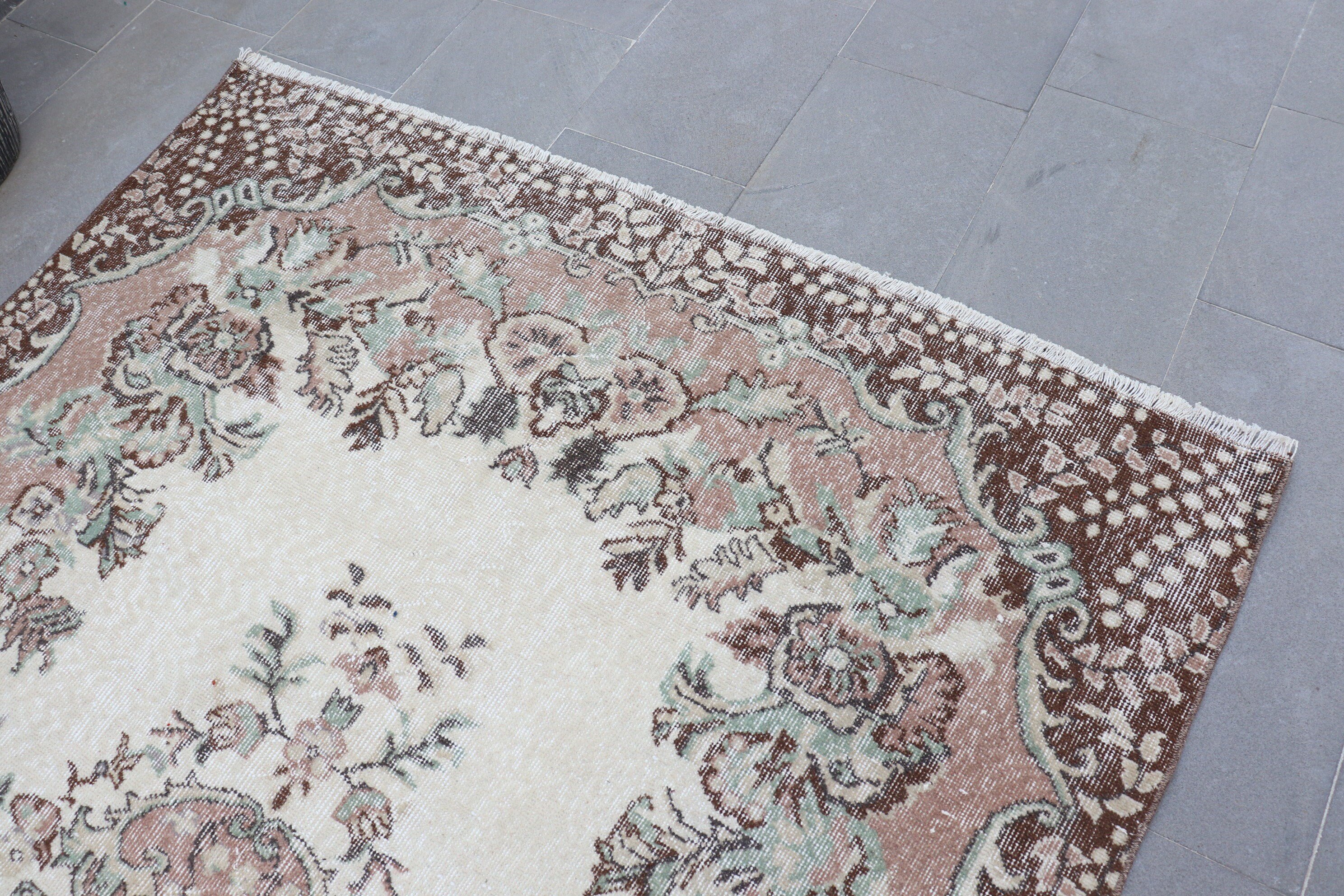 Living Room Rug, Pink Anatolian Rug, Rugs for Salon, Turkish Rug, Floor Rugs, Wool Rugs, Vintage Rug, Salon Rugs, 5.5x8.9 ft Large Rug