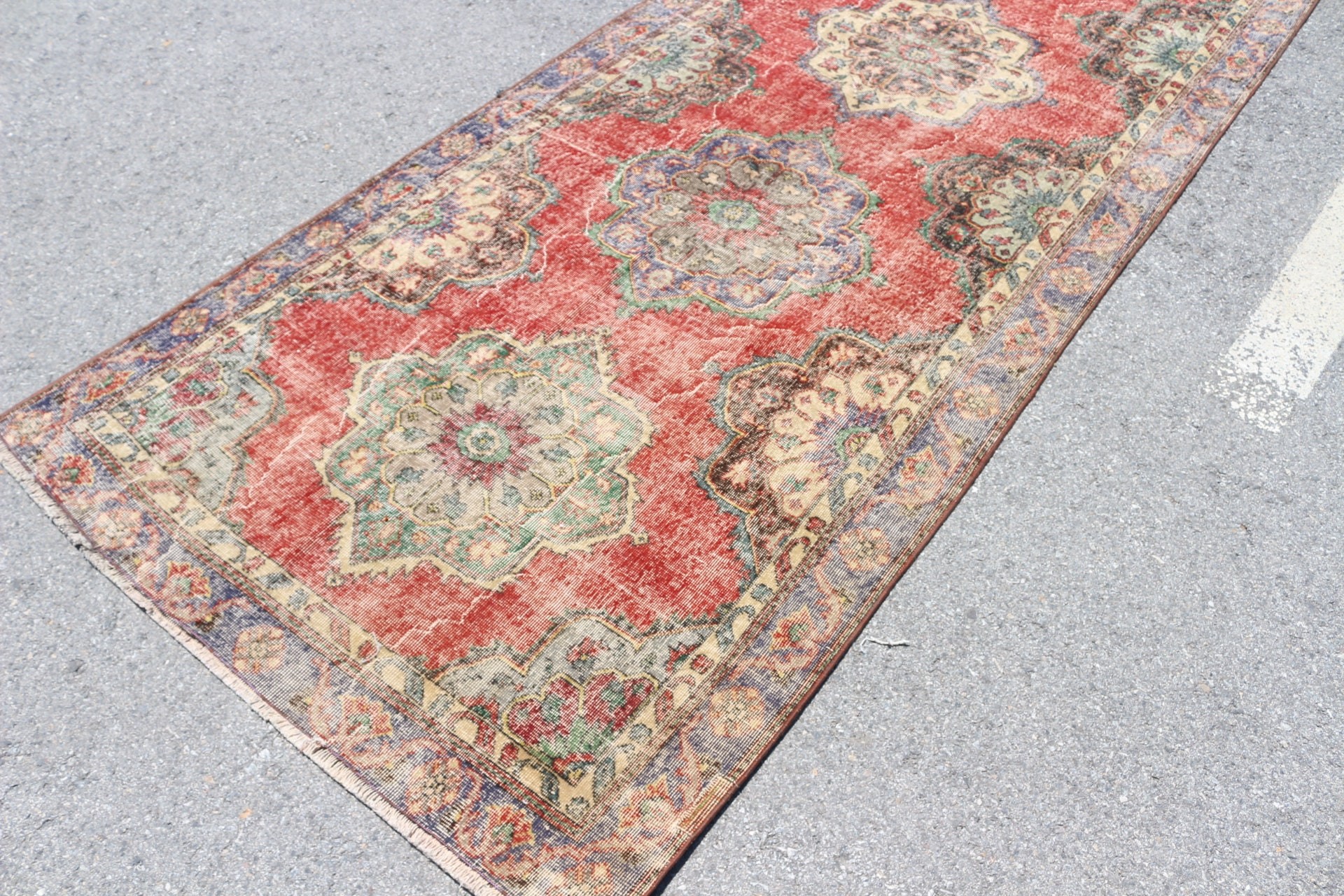 Rugs for Kitchen, Oriental Rugs, Corridor Rugs, Vintage Rug, Turkish Rugs, Oushak Rugs, Red  4.3x12.3 ft Runner Rug, Dorm Rug