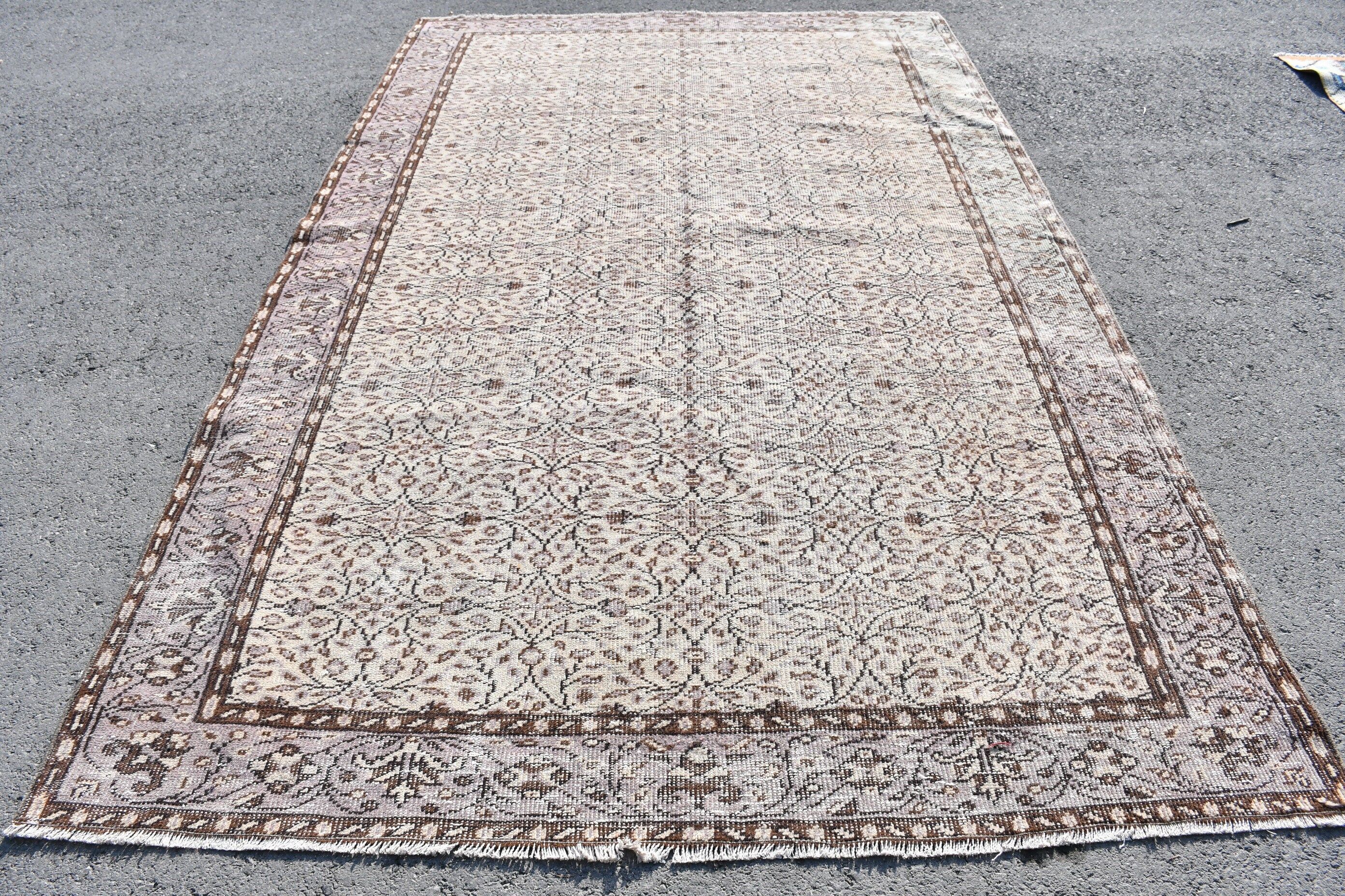 Bedroom Rug, Oushak Rug, Floor Rugs, Turkish Rug, 6.2x10 ft Large Rug, Vintage Rug, Dining Room Rug, Beige Oushak Rug, Large Wool Rug Rugs