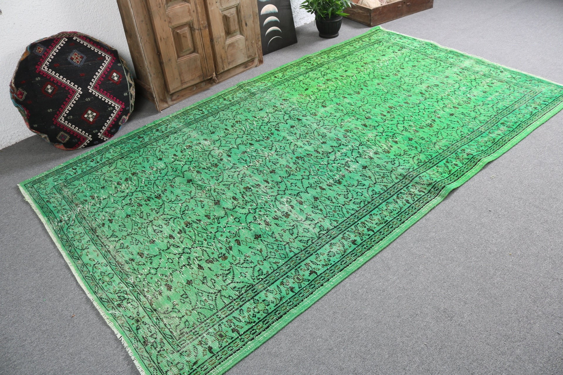 5.2x9 ft Large Rugs, Bedroom Rugs, Turkish Rugs, Vintage Rugs, Green Kitchen Rug, Handwoven Rugs, Flatweave Rugs, Living Room Rug