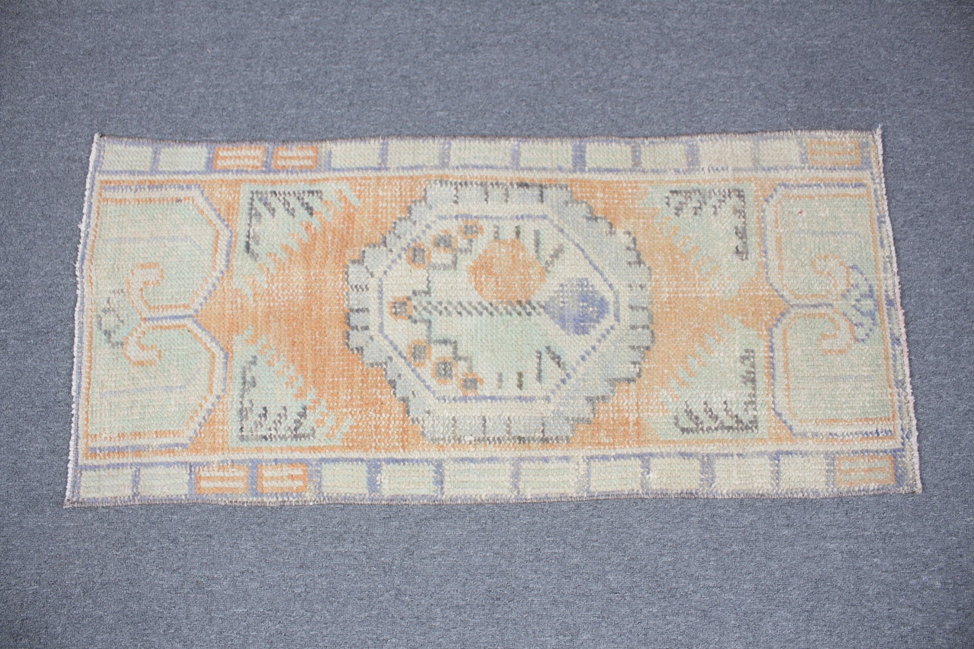 Oriental Rug, Orange Wool Rugs, Turkish Rug, Bath Rugs, Rugs for Car Mat, Door Mat Rugs, 1.6x3.6 ft Small Rugs, Vintage Rugs