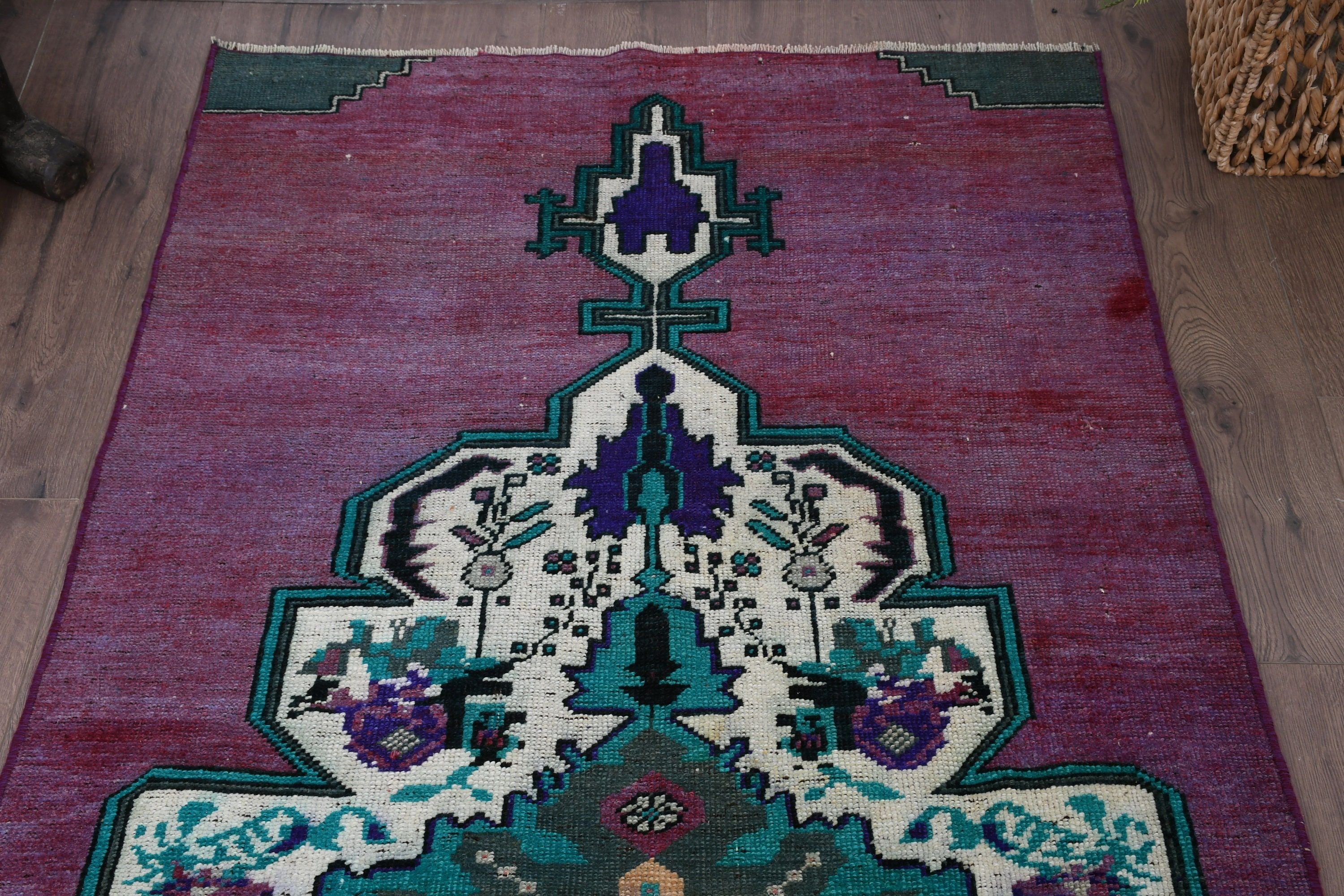 Kitchen Rug, Turkish Rug, Rugs for Bedroom, Vintage Rug, Green Floor Rugs, 3.4x7 ft Accent Rugs, Anatolian Rugs, Bedroom Rug