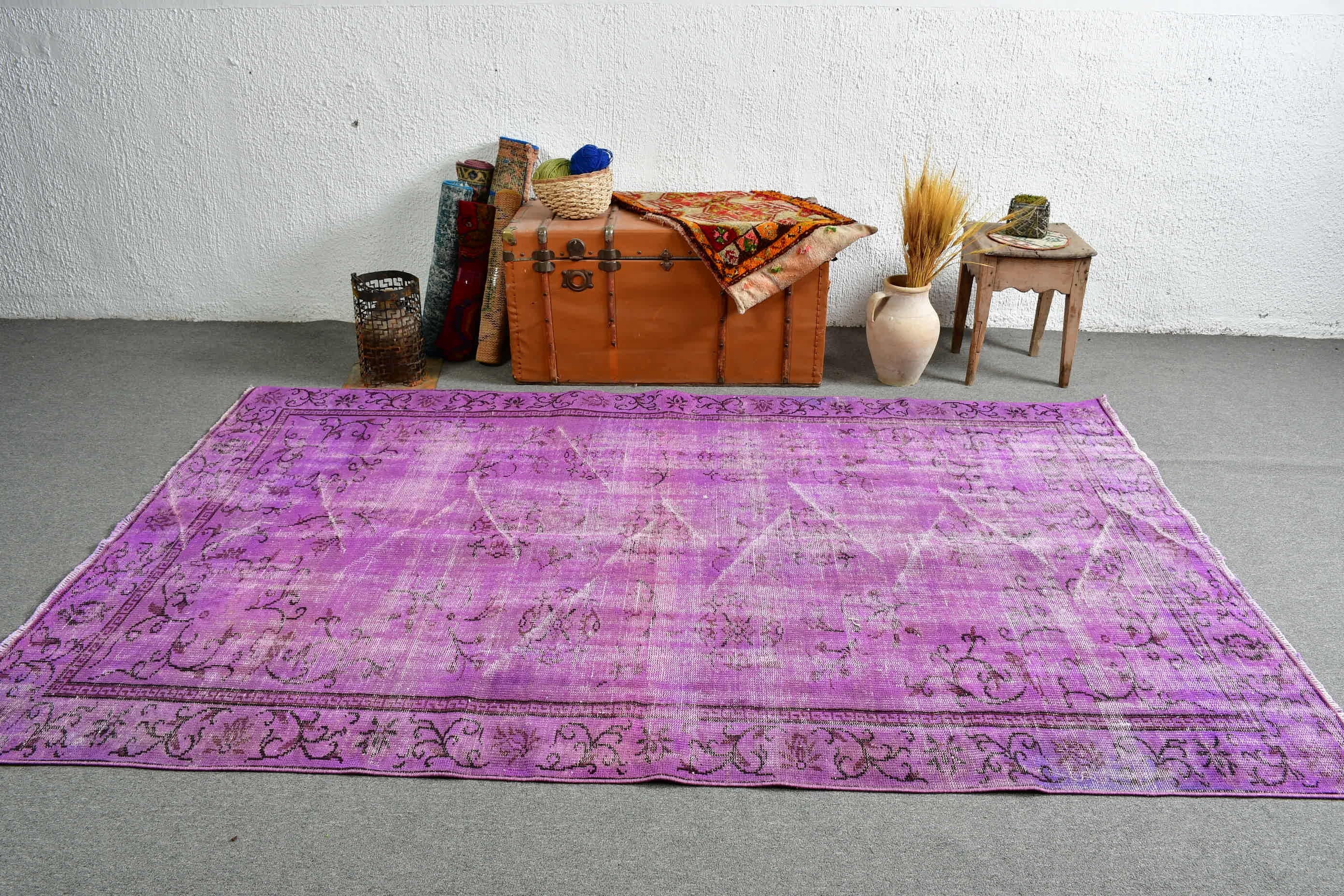 Living Room Rug, Turkey Rug, Wool Rug, Pale Rug, Vintage Rug, 5.7x8.7 ft Large Rug, Bedroom Rug, Turkish Rug, Oushak Rug, Rugs for Bedroom