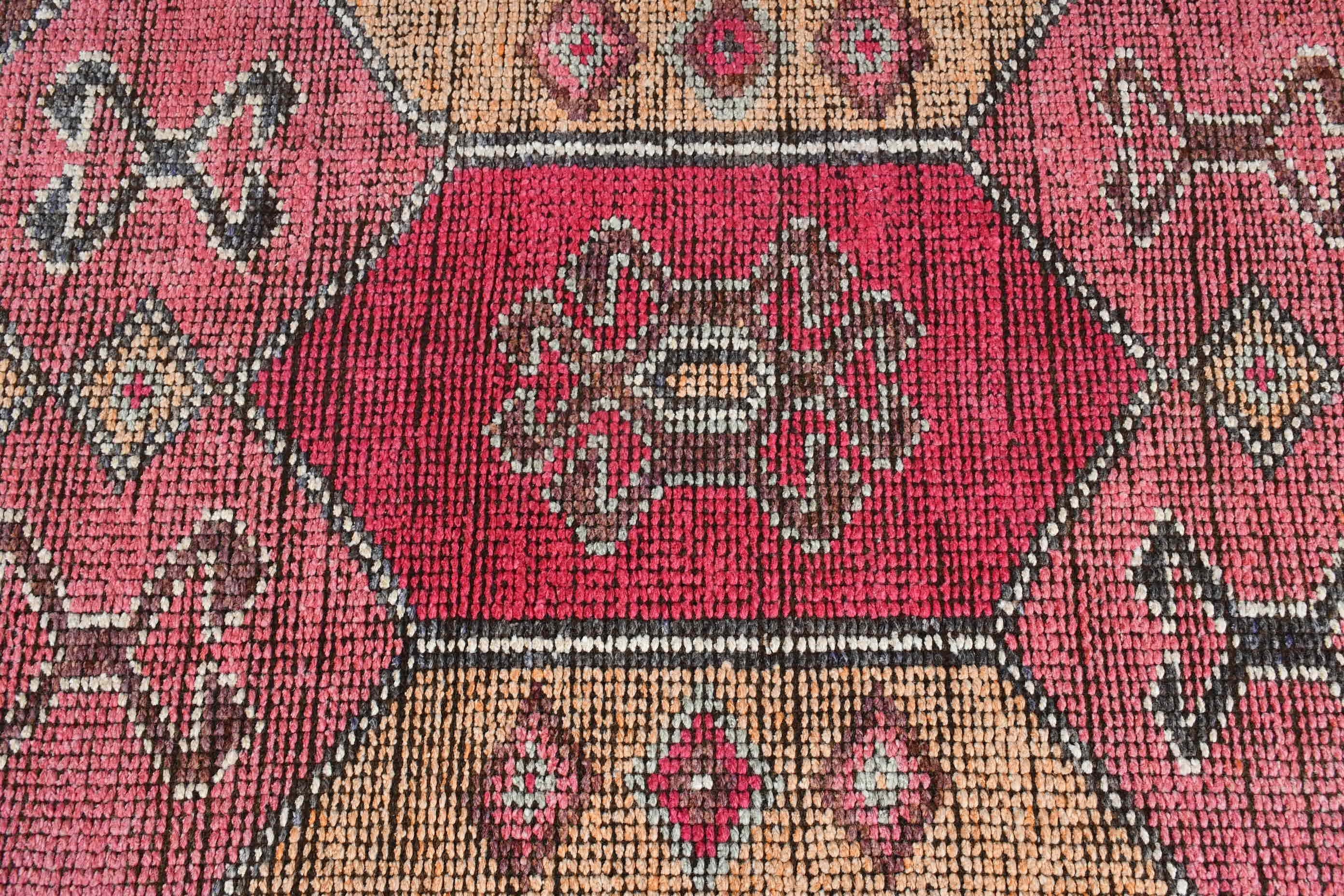 Turkish Rug, Retro Rugs, Rugs for Runner, Pink Wool Rugs, 2.9x10.3 ft Runner Rug, Kitchen Rug, Moroccan Rugs, Vintage Rugs