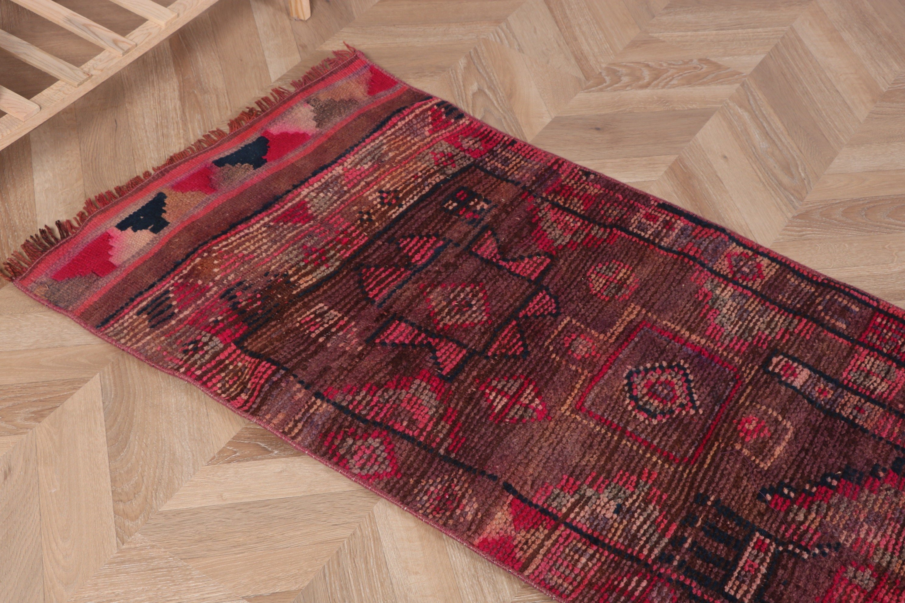 Türk Halısı, Düz Dokuma Halılar, Kahverengi Soğuk Halılar, Ofis Halısı, 2,1x11,2 ft Runner Halısı, Lüks Halı, Vintage Halılar, Koridor Halıları, Koridor Halıları