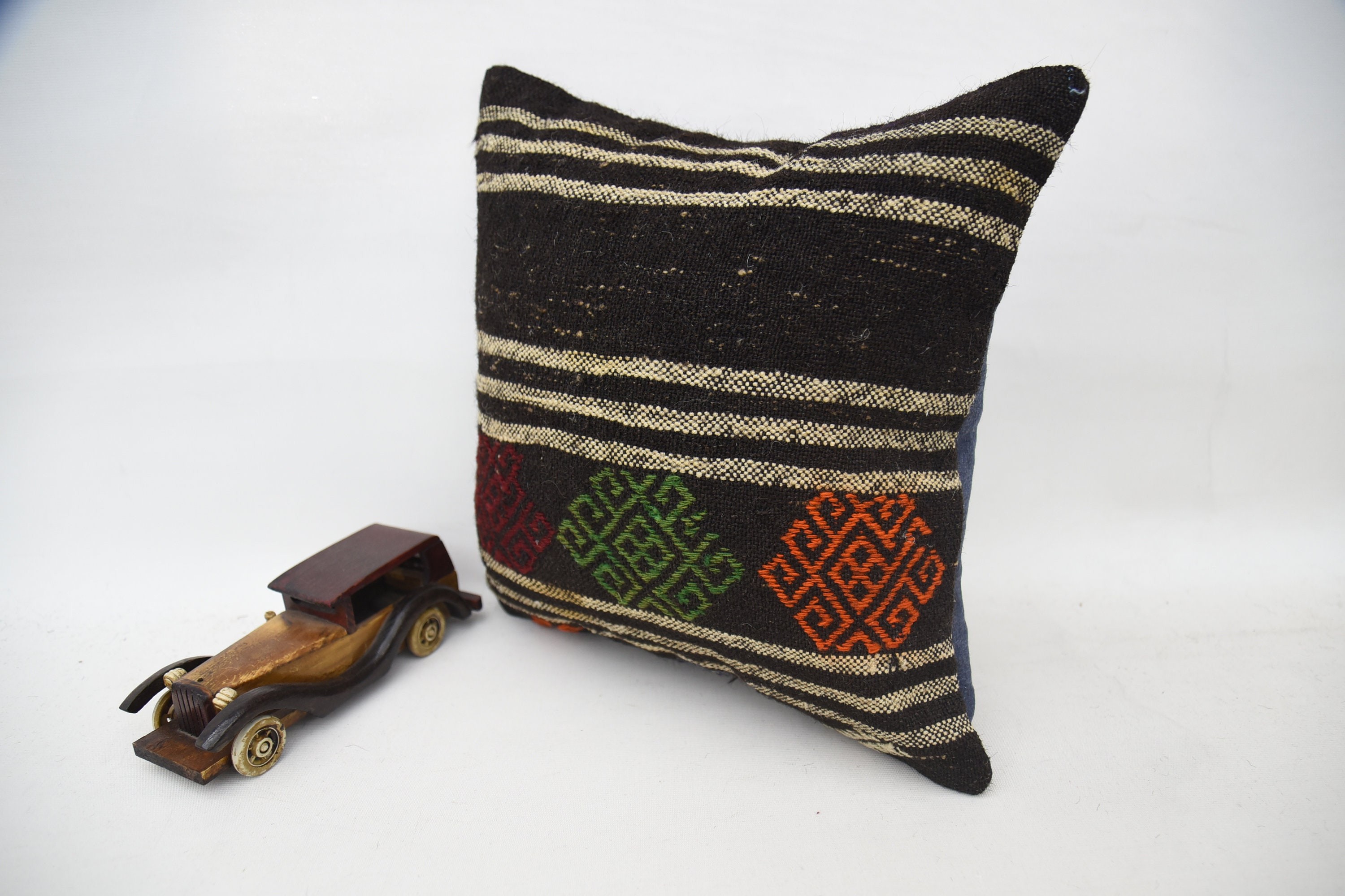 Colorful Cushion Case, Aztec Cushion Case, Antique Pillows, Kilim Cushion Sham, Boho Pillow Sham Cover, 16"x16" Brown Cushion Case