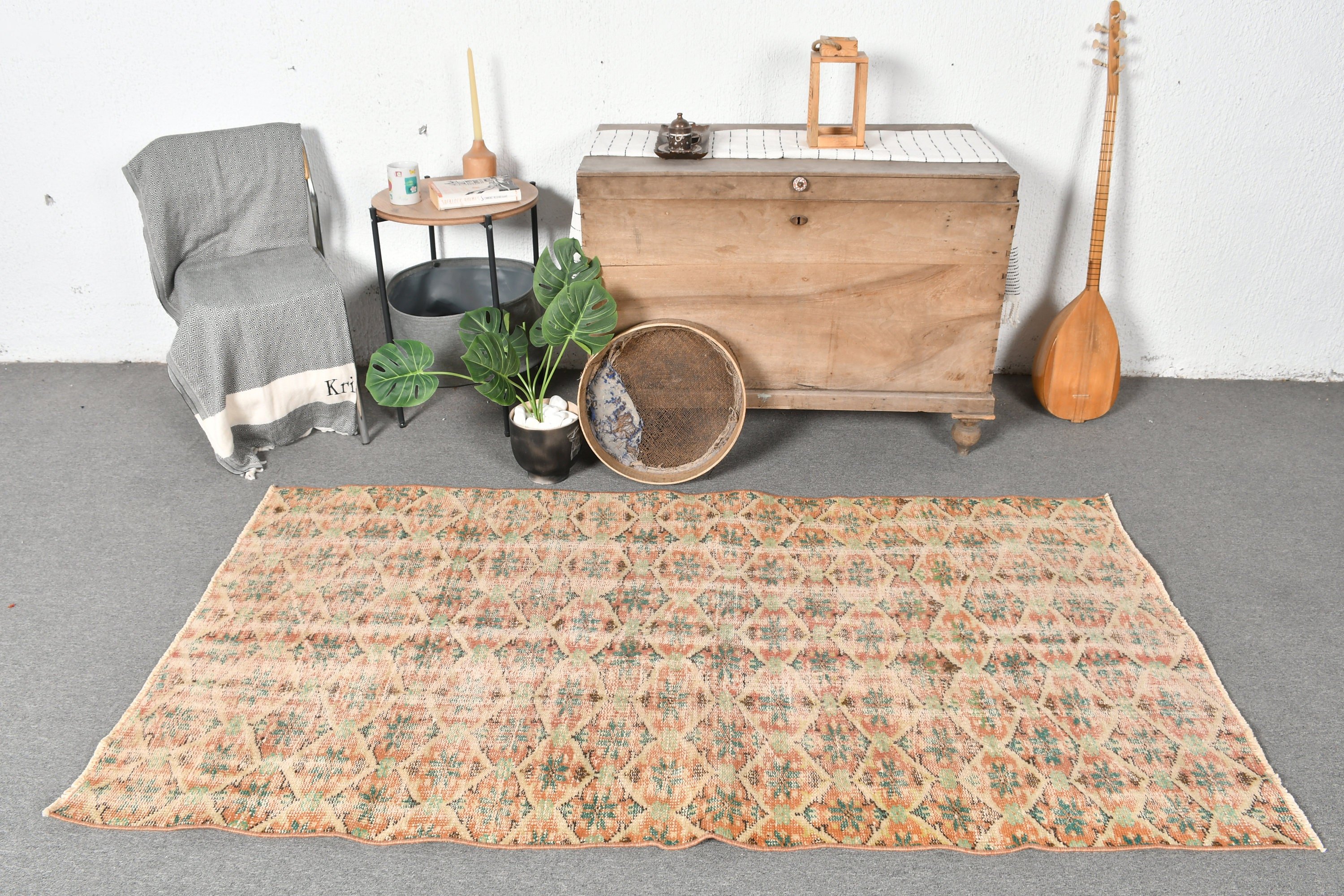 Bedroom Rug, Brown Moroccan Rug, Floor Rug, Nursery Rug, Vintage Rug, Wool Rugs, Rugs for Kitchen, 3.5x6.7 ft Accent Rugs, Turkish Rug