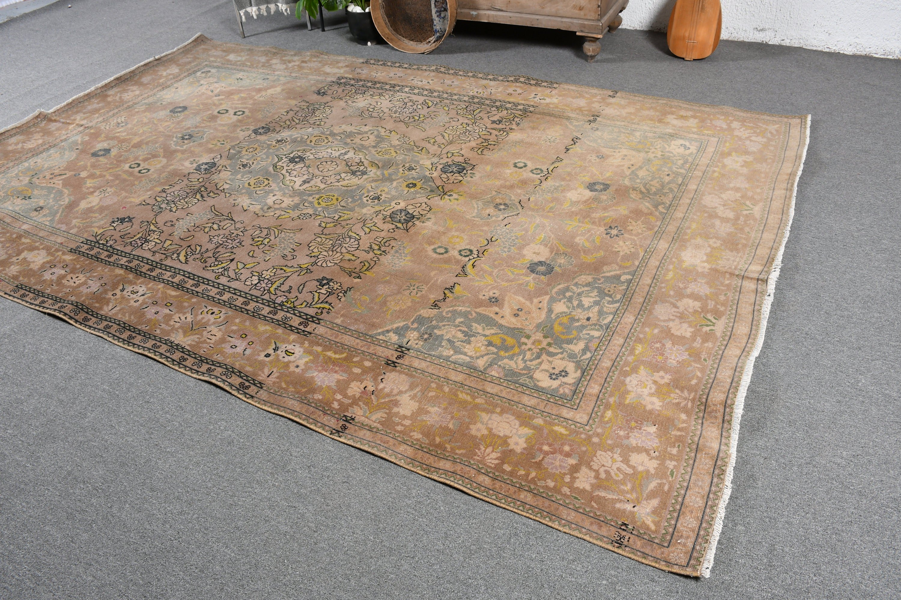 6.2x9.4 ft Büyük Halı, Kahverengi Yatak Odası Halısı, Türk Halısı, Vintage Halı, Salon Halıları, Antika Halılar, Fas Halıları, Yatak Odası Halıları, Düğün Halıları