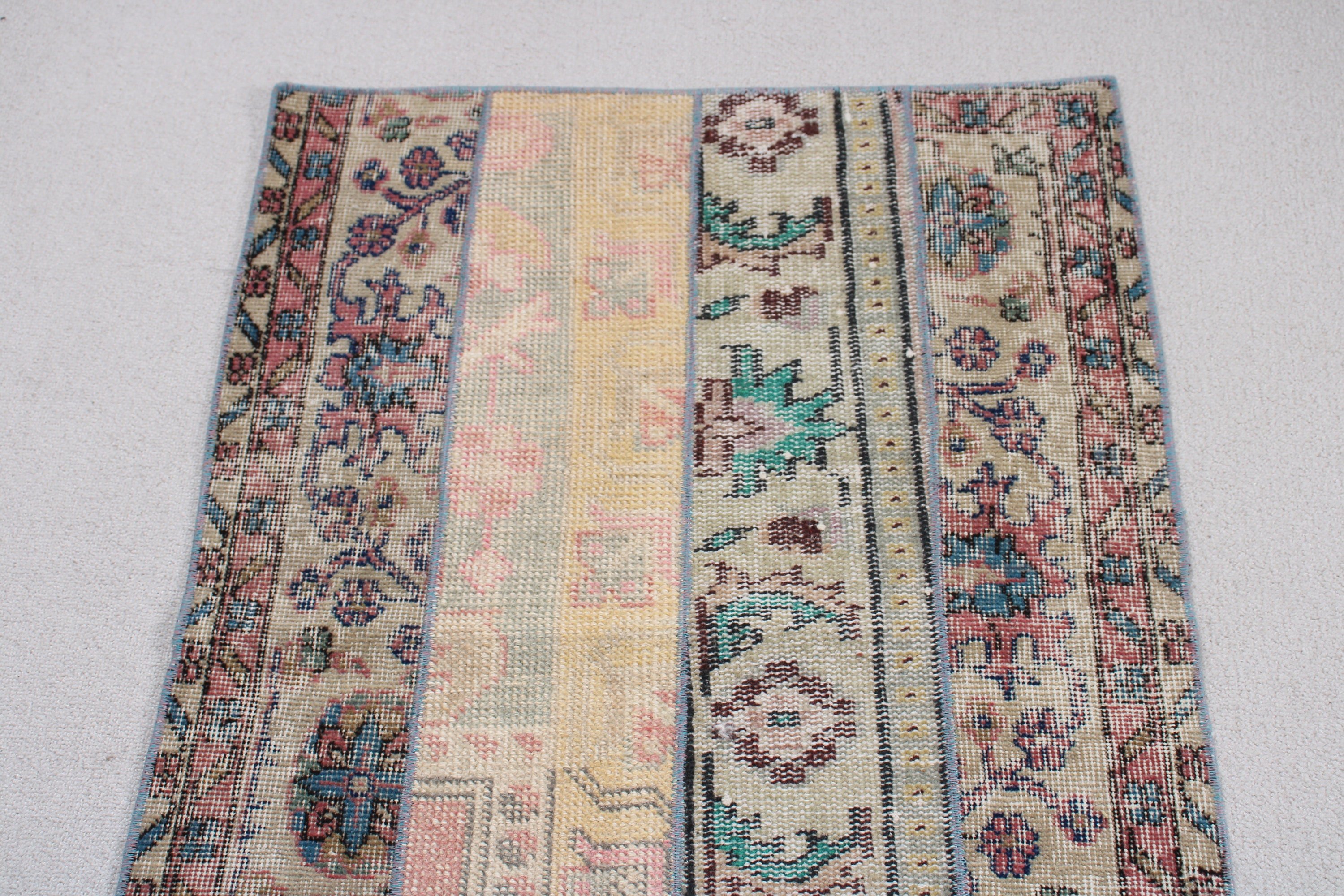 2.4x6.8 ft Runner Halı, Ofis Halısı, Oushak Halıları, Türk Halısı, Vintage Runner Halısı, Bej Bildirim Halısı, Vintage Halı, Koridor Halısı, Lüks Halı