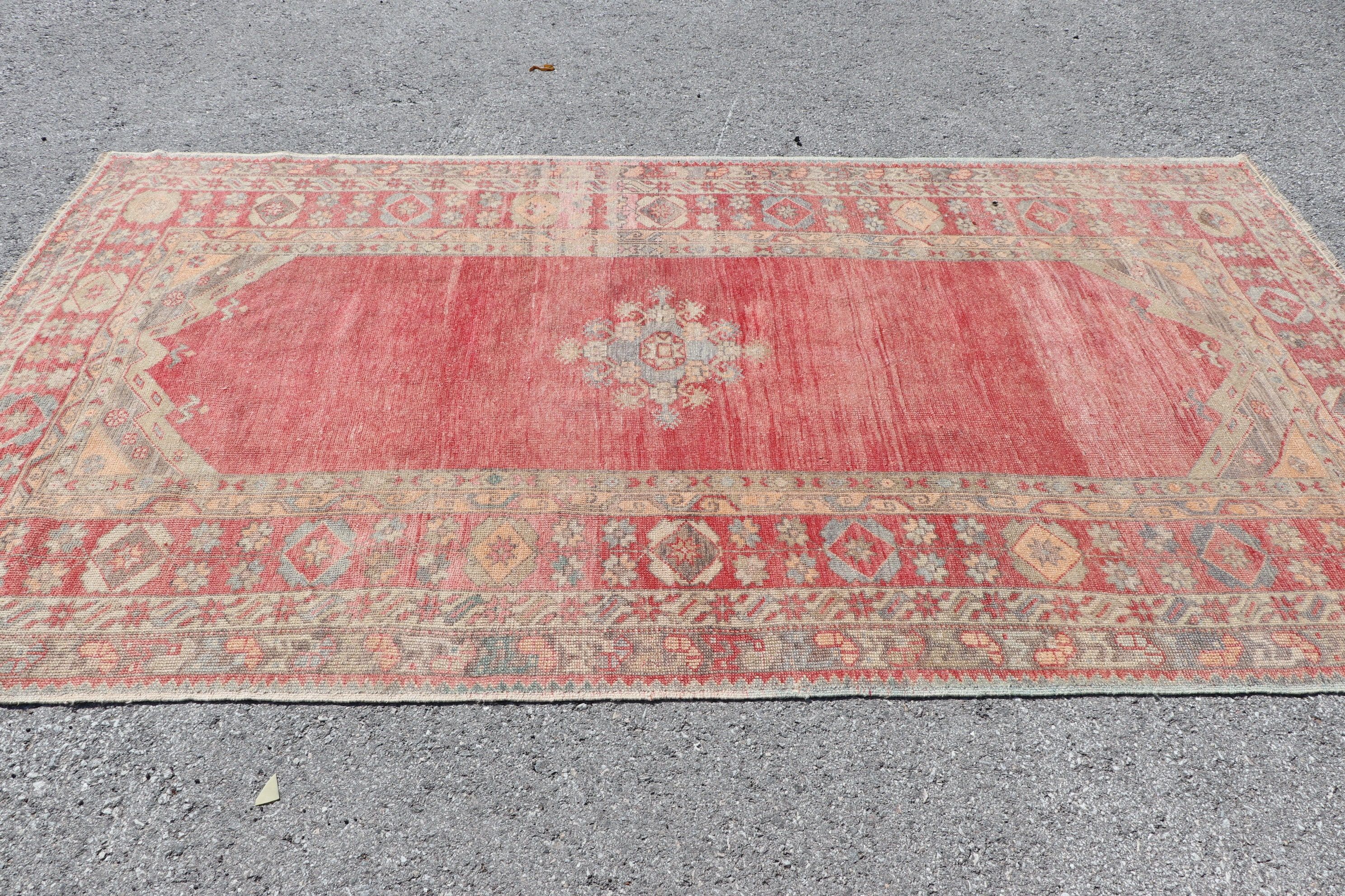 Vintage Rug, Bedroom Rug, Cool Rugs, Art Rug, Rugs for Dining Room, 5.1x9.2 ft Large Rug, Pink Home Decor Rug, Turkish Rug, Living Room Rug