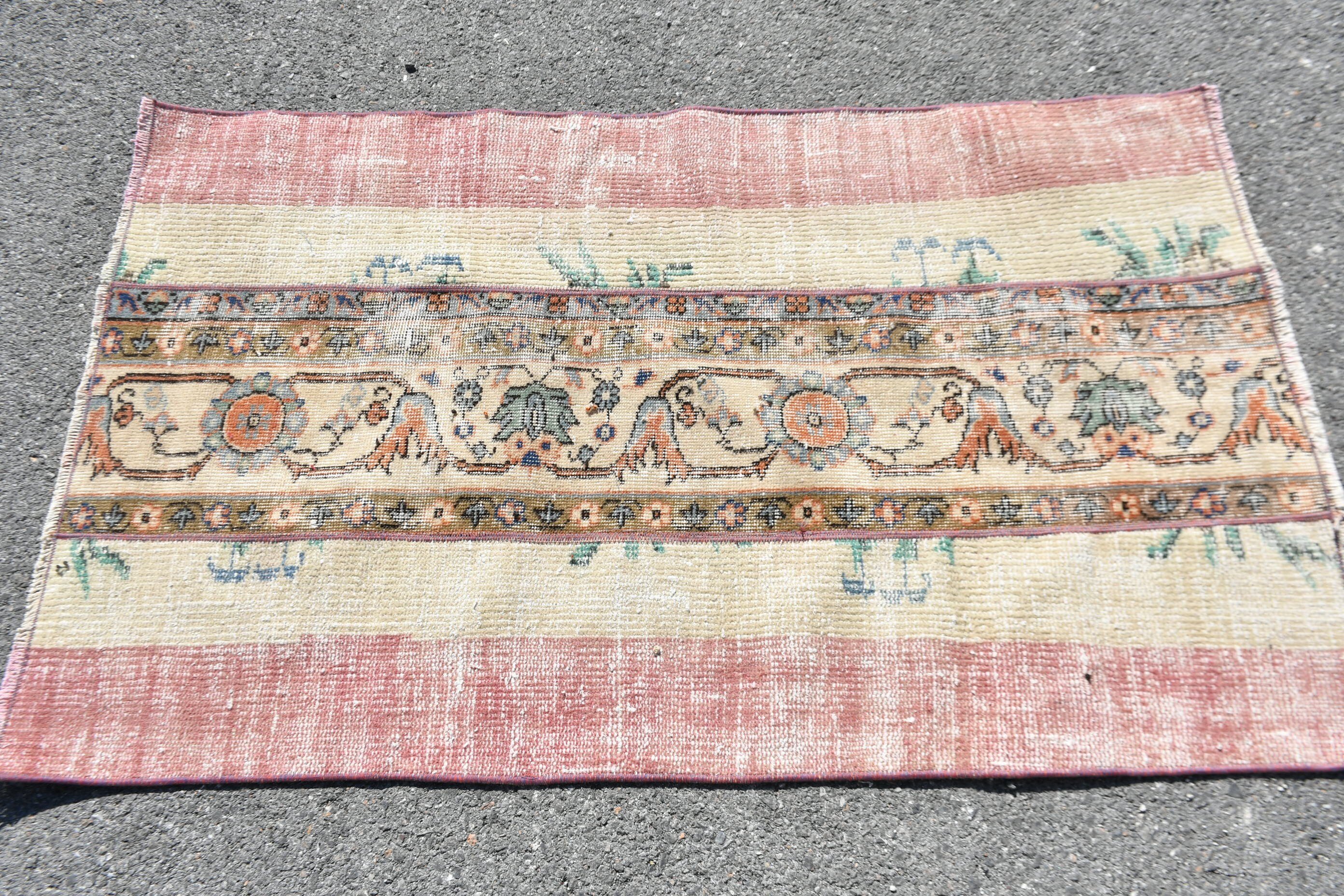 Door Mat Rug, 2.6x4.3 ft Small Rugs, Cool Rug, Bathroom Rug, Pink Oriental Rug, Floor Rug, Vintage Rugs, Rugs for Entry, Turkish Rugs