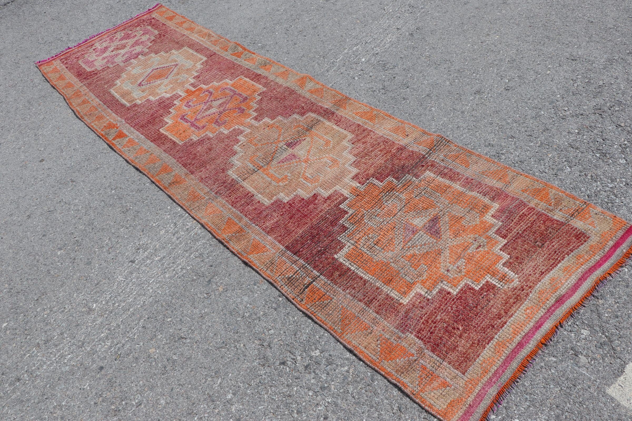 Stair Rug, 2.7x9.4 ft Runner Rug, Turkish Rugs, Vintage Rugs, Anatolian Rugs, Kitchen Rug, Floor Rug, Rugs for Stair, Red Oriental Rug