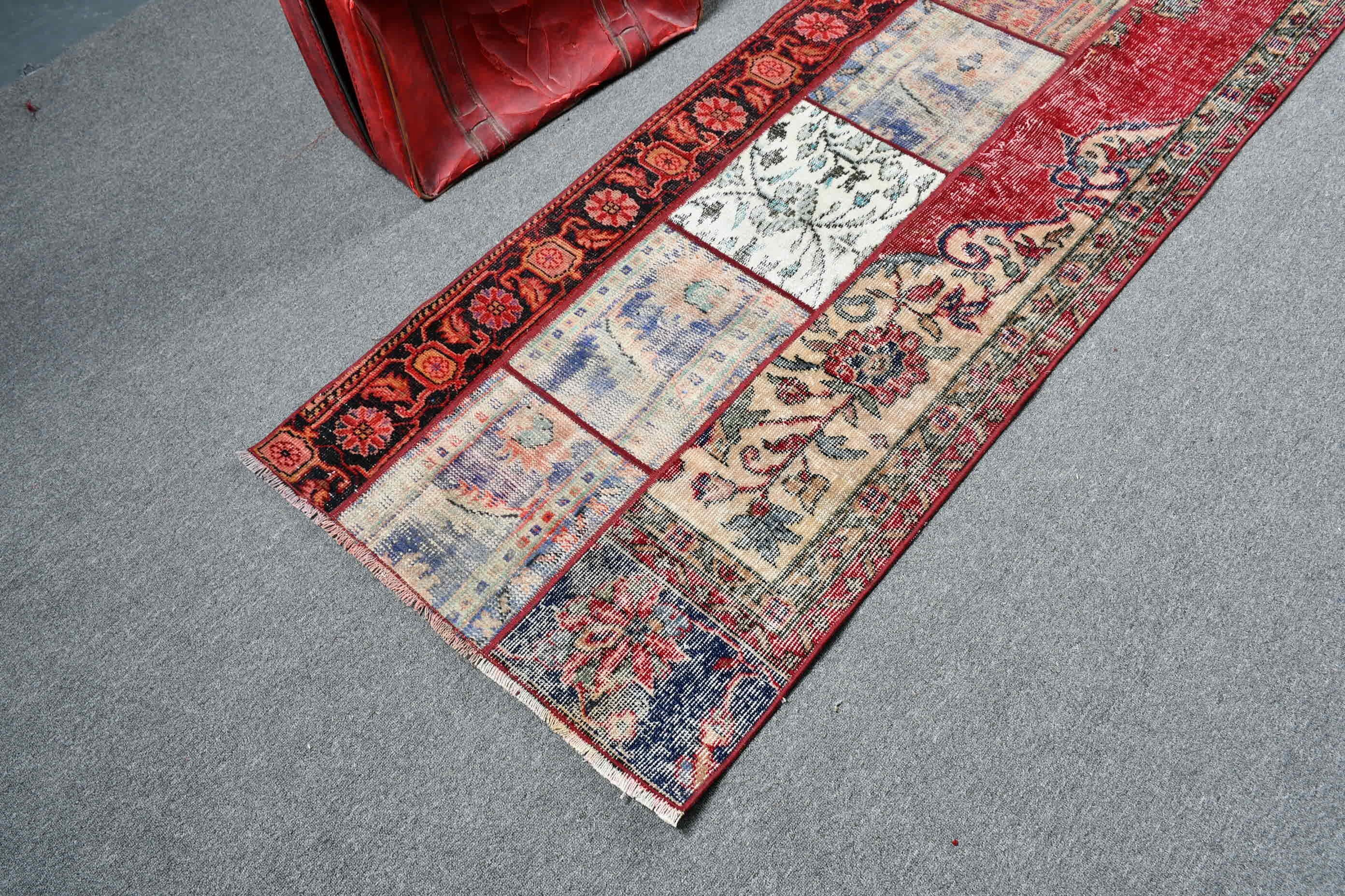 Hallway Rugs, Kitchen Rugs, Red Moroccan Rug, 2.6x9 ft Runner Rug, Vintage Rug, Floor Rug, Rugs for Runner, Turkish Rug