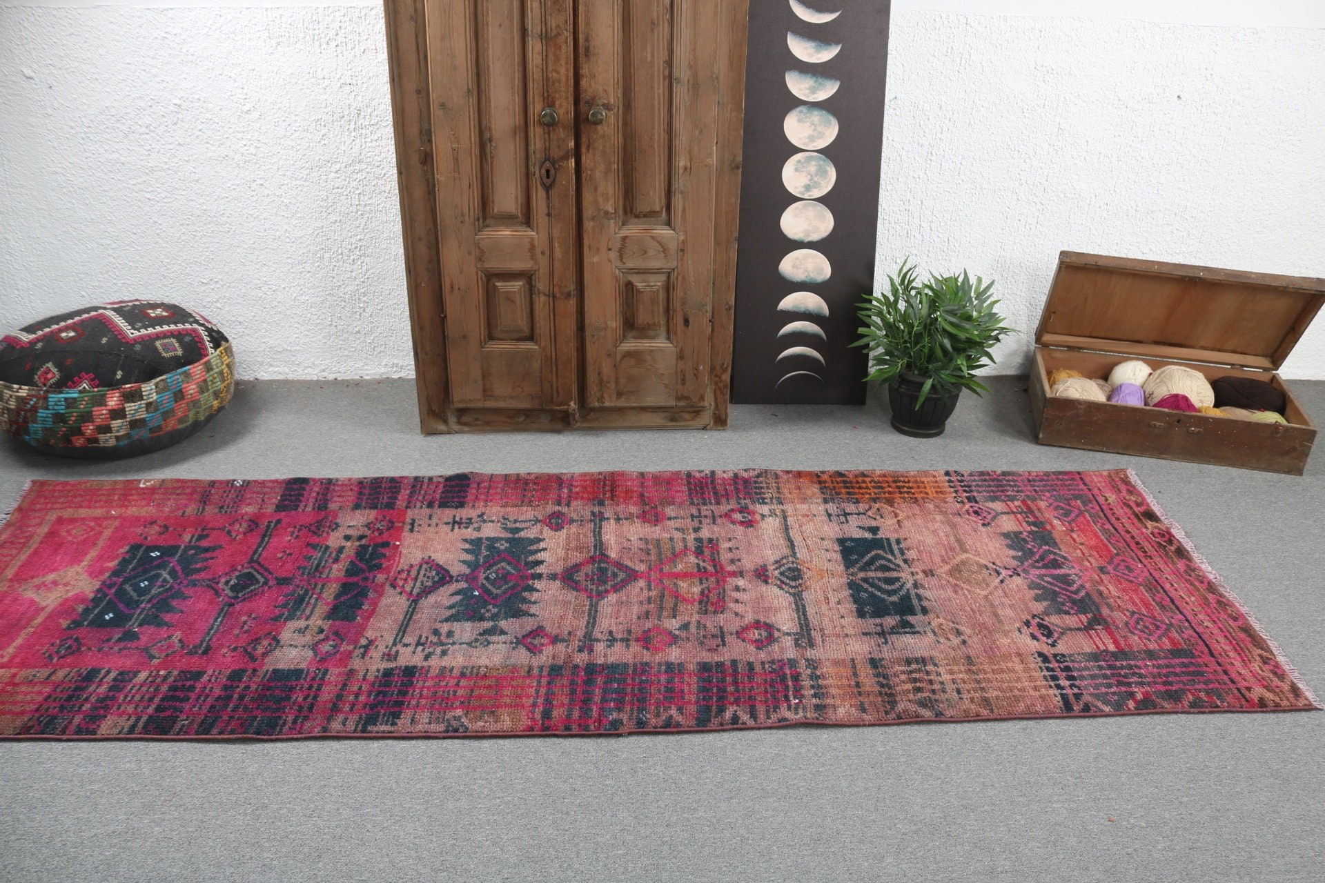 3.1x9.4 ft Runner Rugs, Beni Ourain Runner Rug, Antique Rug, Blue Bedroom Rugs, Vintage Rug, Long Runner Rug, Handwoven Rugs, Turkish Rug