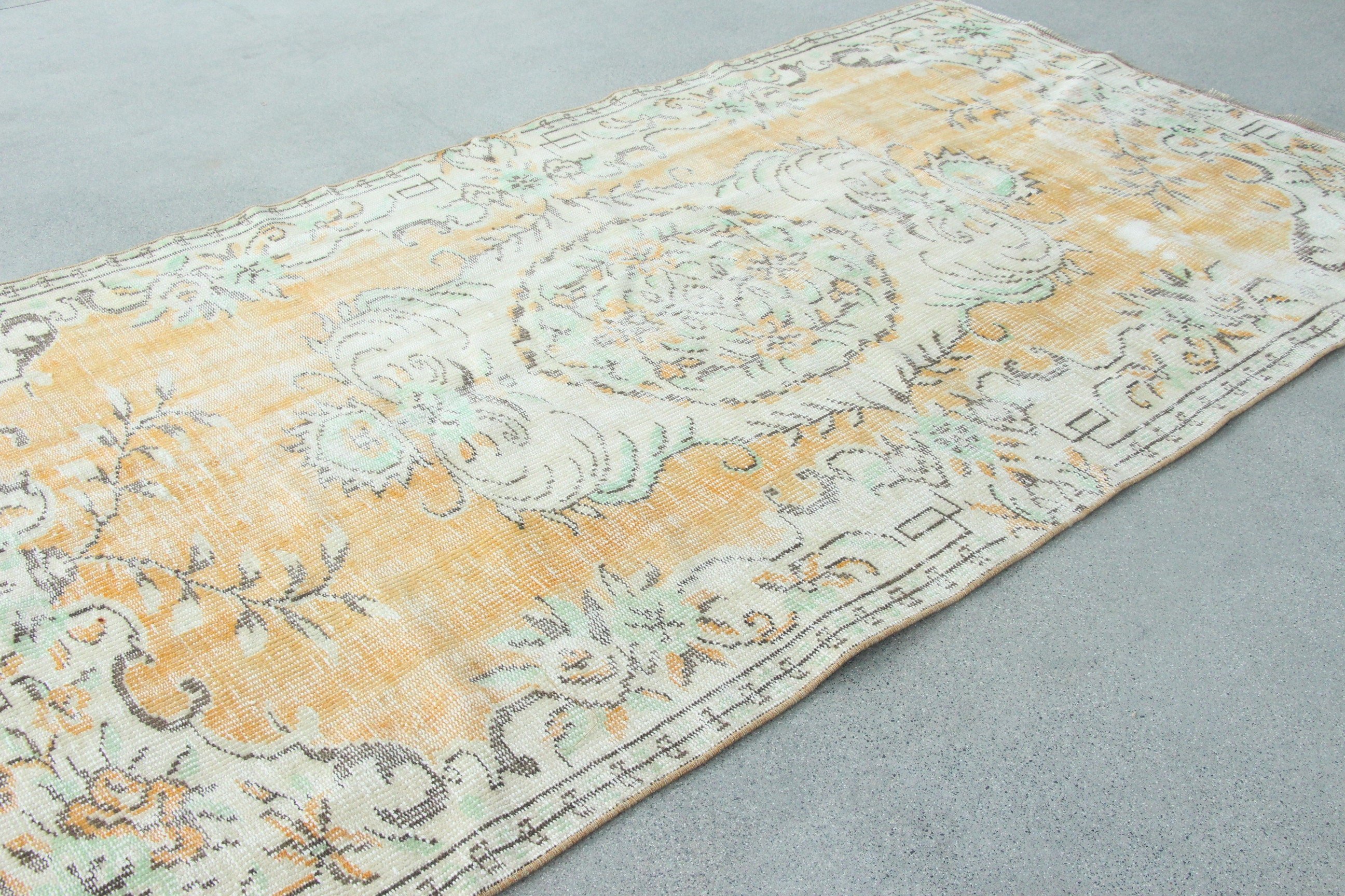 Cool Rugs, Orange Oushak Rug, Nursery Rug, 4.3x7.7 ft Area Rugs, Dorm Rug, Vintage Rug, Rugs for Indoor, Turkish Rugs, Oriental Rug