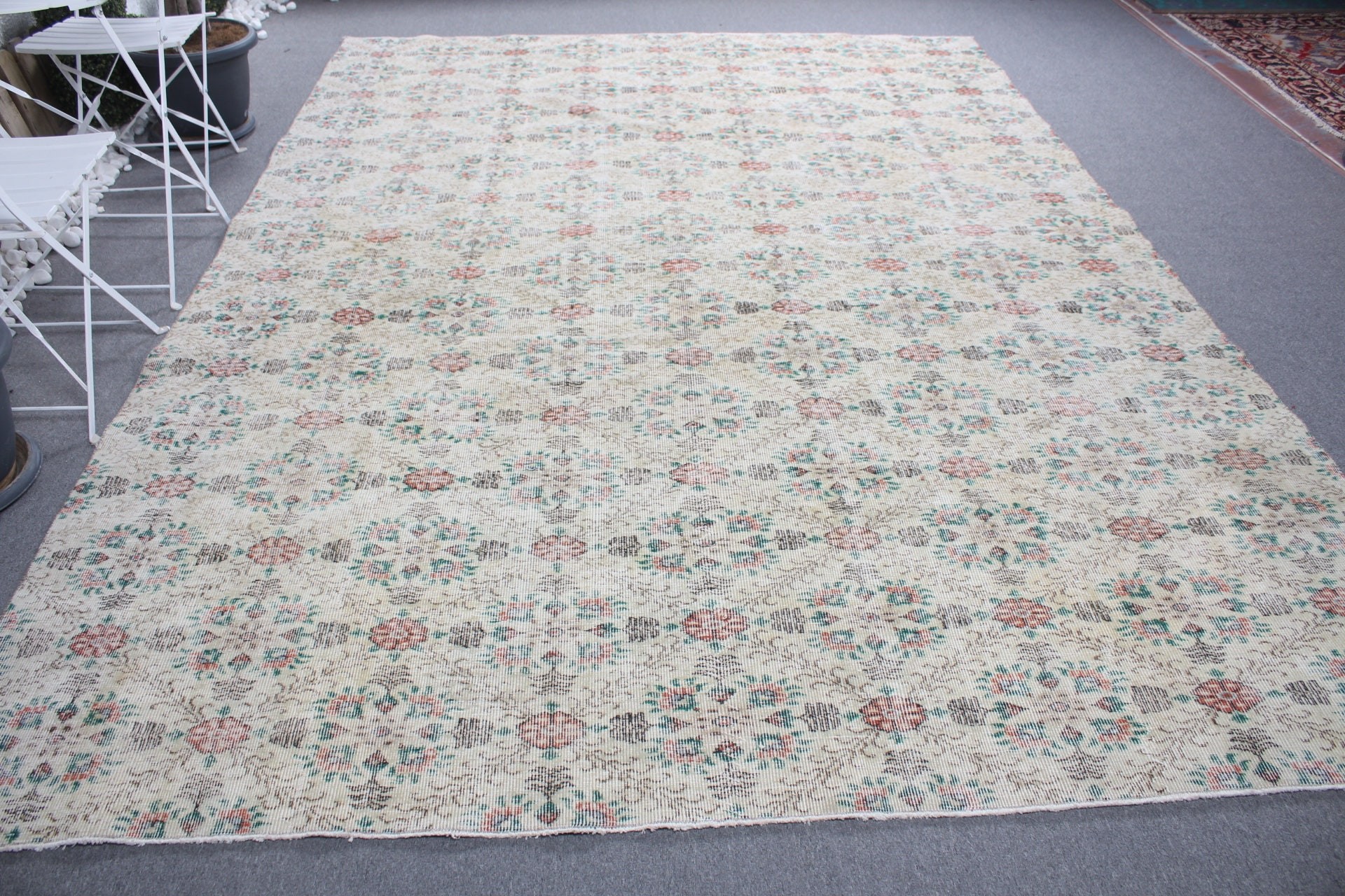 Floor Rug, Living Room Rugs, Vintage Rug, Saloon Rugs, Oushak Rug, 8.1x11.2 ft Oversize Rugs, Kitchen Rug, Turkish Rug, Beige Oushak Rugs