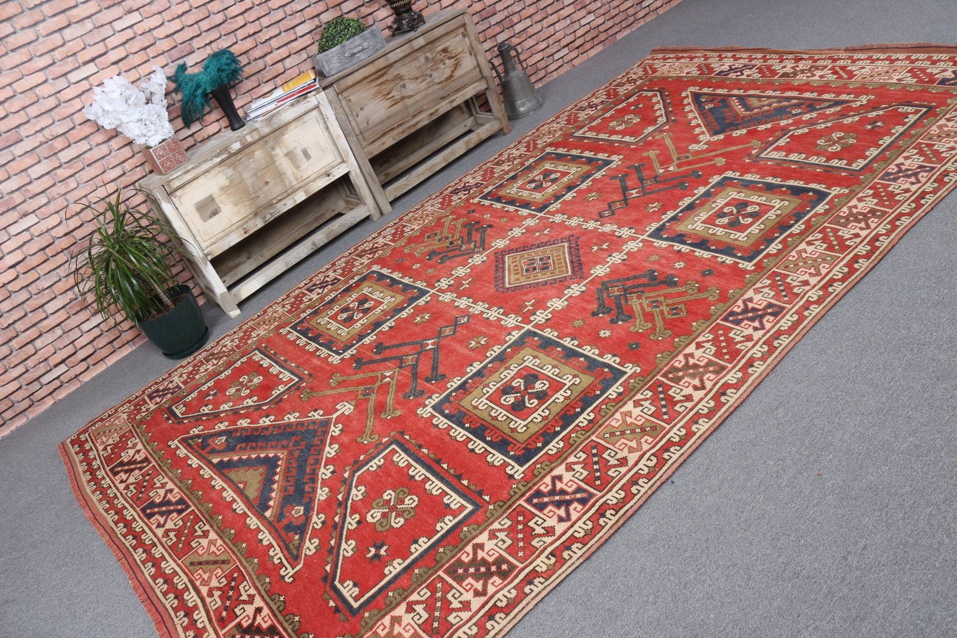 Red Moroccan Rugs, 6.5x10.7 ft Large Rug, Abstract Rug, Salon Rug, Dining Room Rugs, Turkish Rug, Kitchen Rugs, Vintage Rug, Oriental Rug