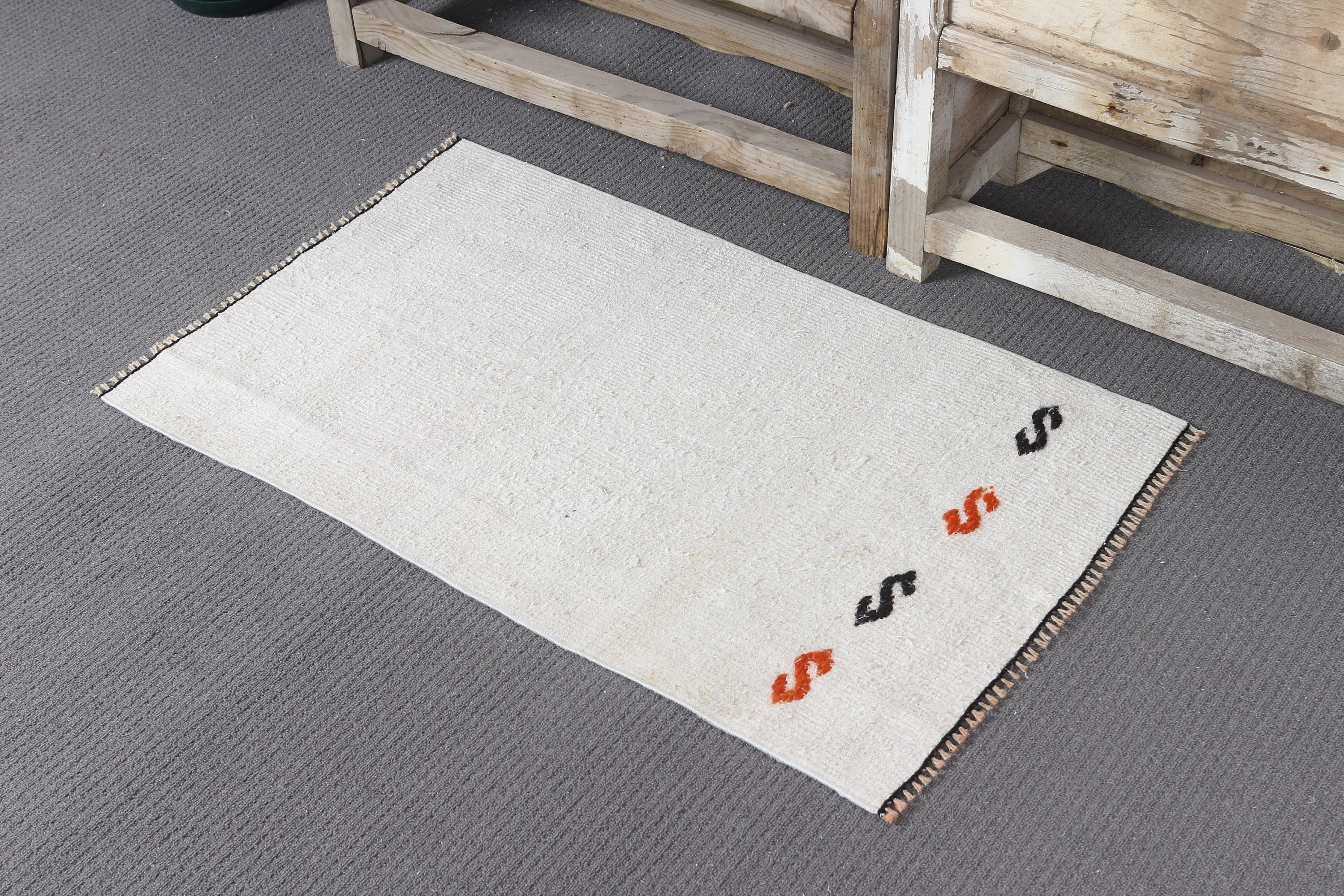 1.8x3 ft Small Rug, Bathroom Rug, Bedroom Rug, White Kitchen Rug, Rugs for Bedroom, Turkish Rug, Vintage Rug, Moroccan Rug, Nursery Rug