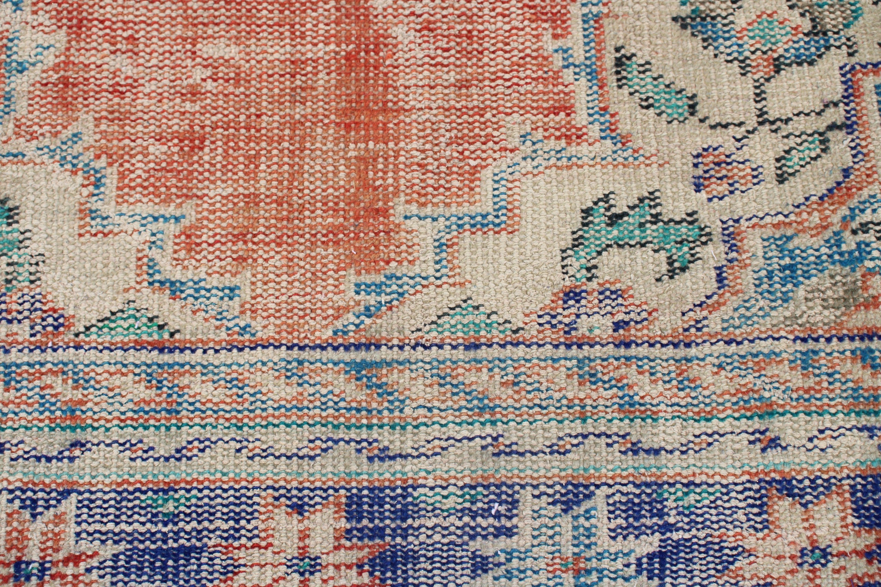 Geometrik Halılar, Paspas Halıları, Türk Halıları, Turuncu Oryantal Halı, 1.6x3.2 ft Küçük Halılar, Vintage Halılar, Boho Halı, Mutfak Halıları