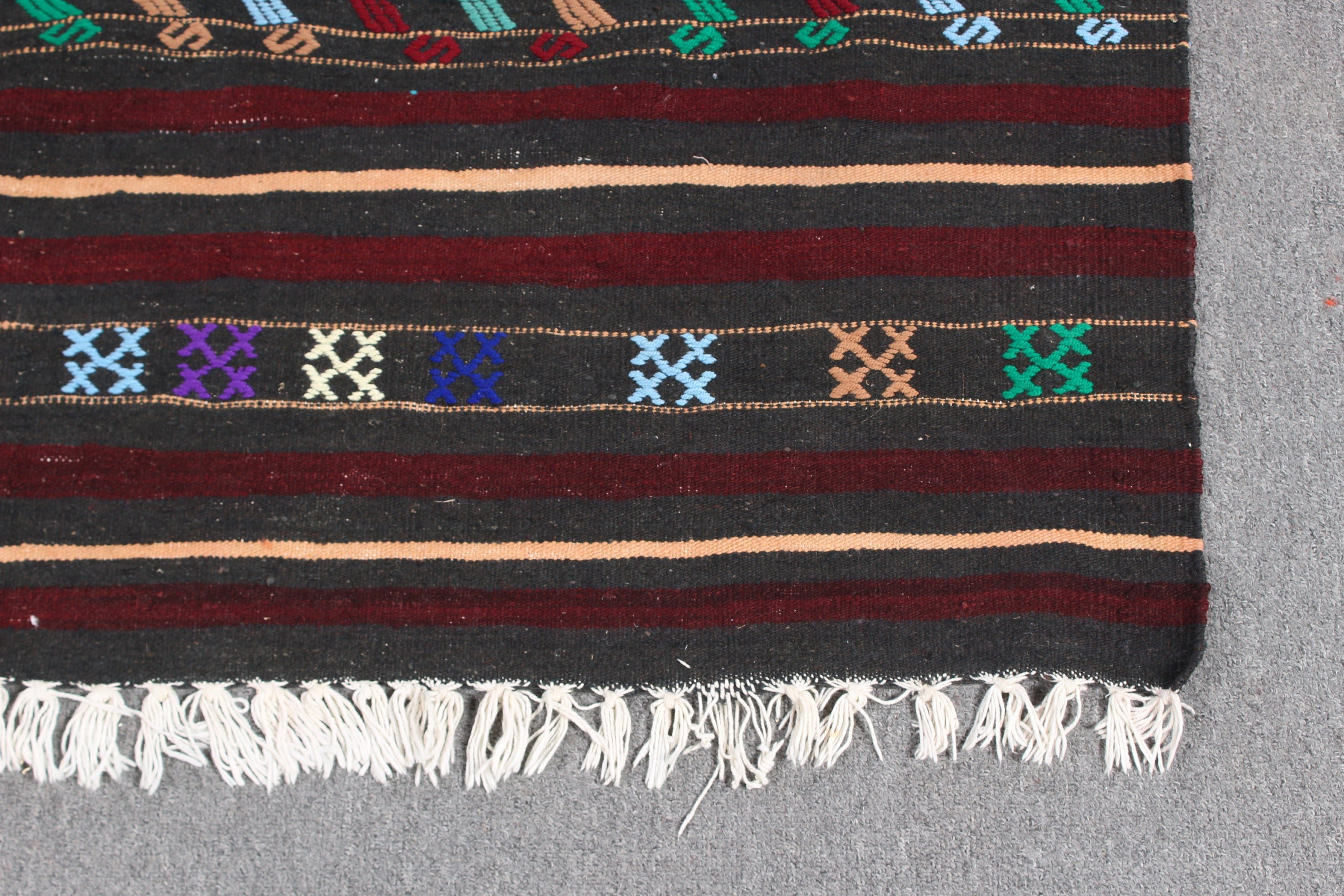 Boho Rug, Vintage Rugs, Floor Rug, Oushak Area Rug, Black Oushak Rug, Turkish Rugs, 4.1x8 ft Area Rugs, Kilim, Antique Rugs